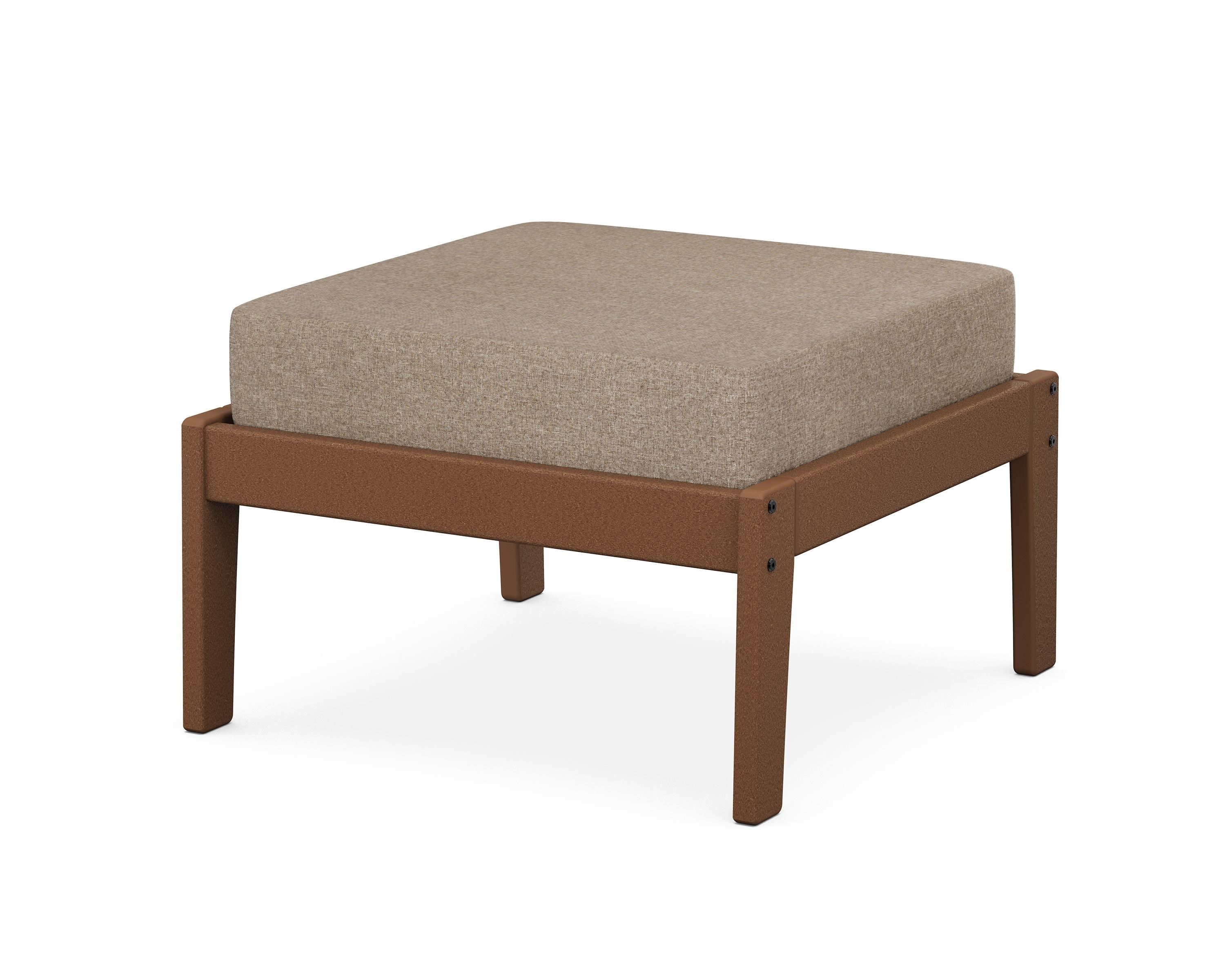 Unbranded Deep Seating Ottoman in Teak / Spiced Burlap