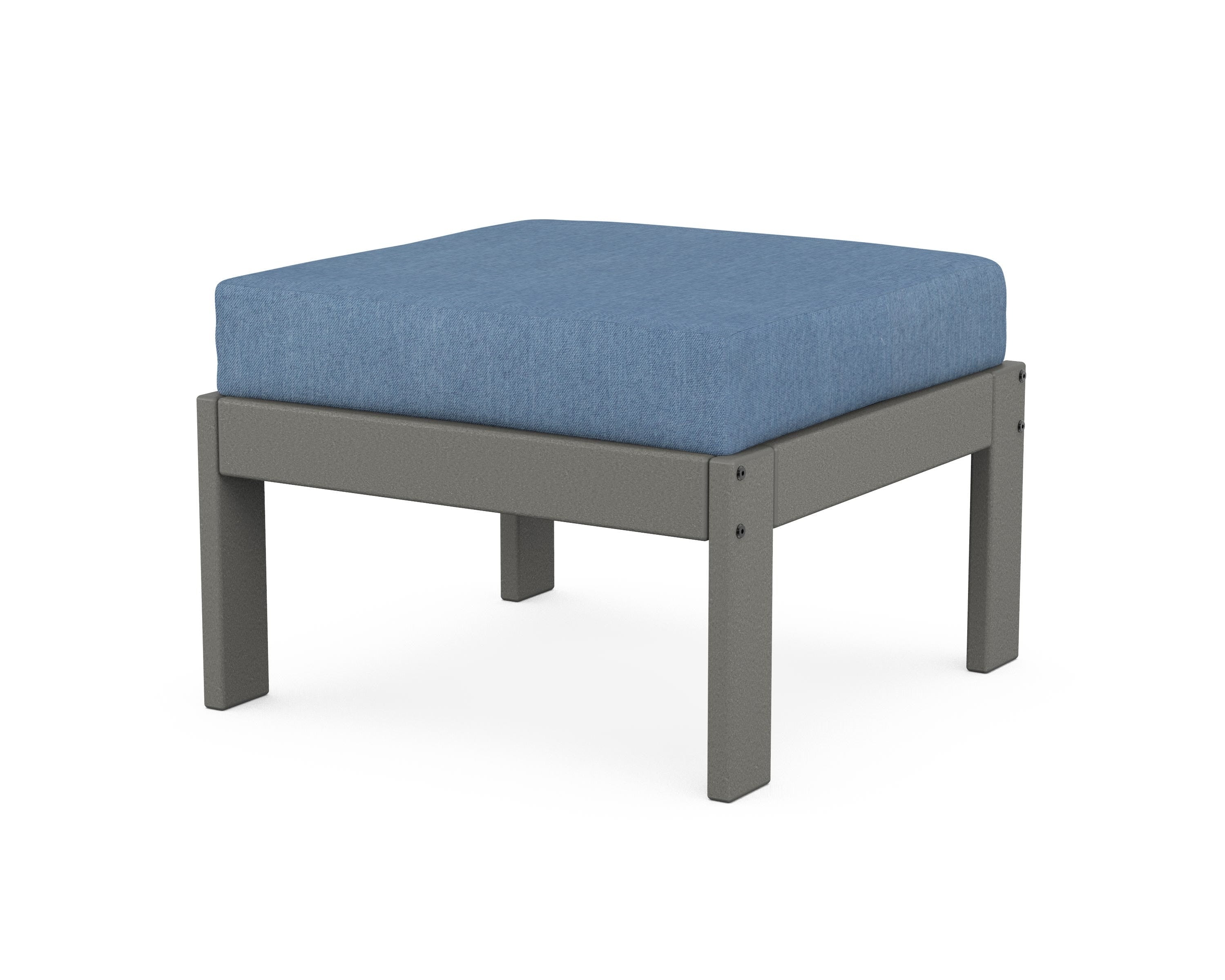 POLYWOOD® Vineyard Modular Ottoman in Slate Grey / Sky Blue