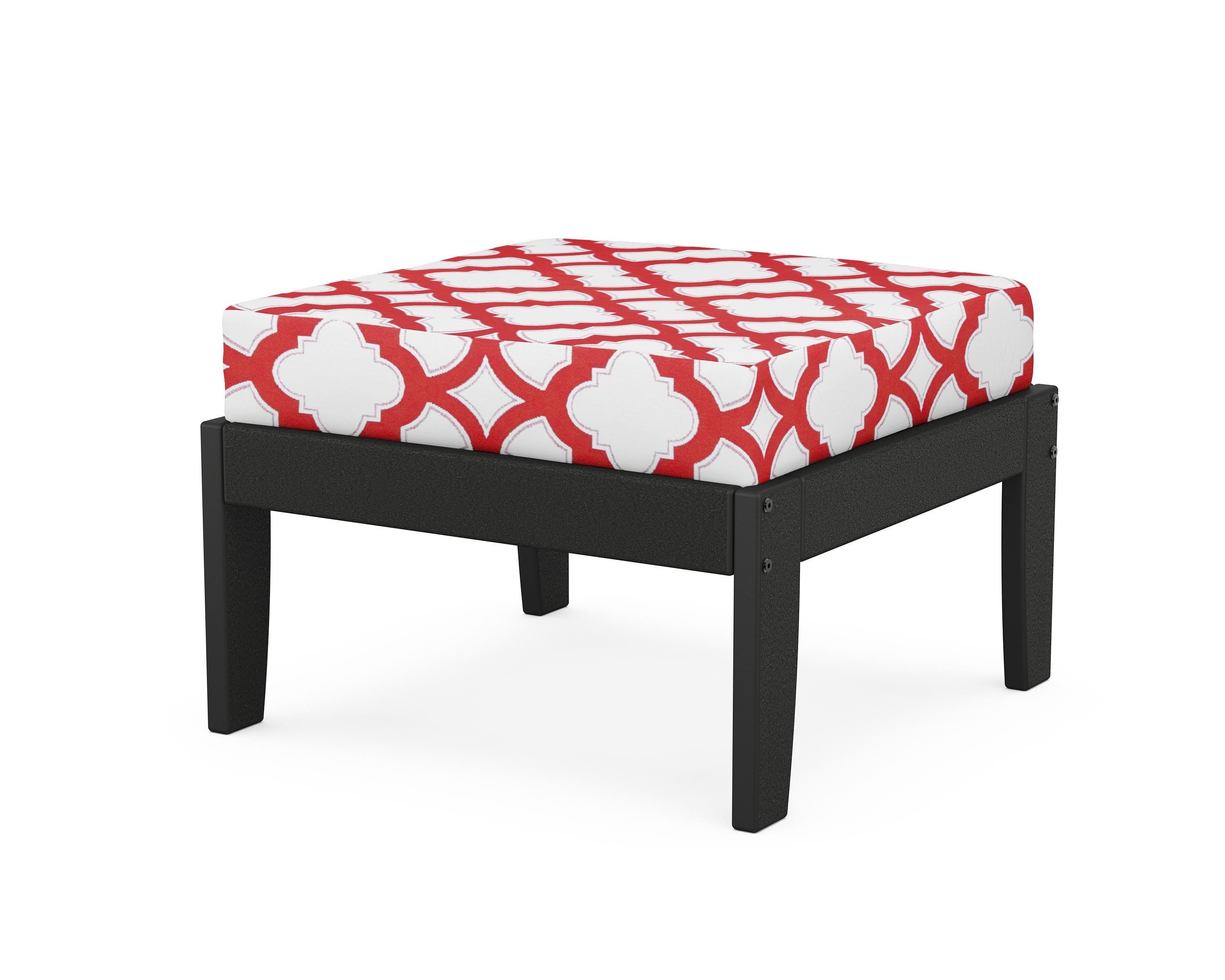 Unbranded Modular Ottoman - Classic in Black / Trellis Crimson