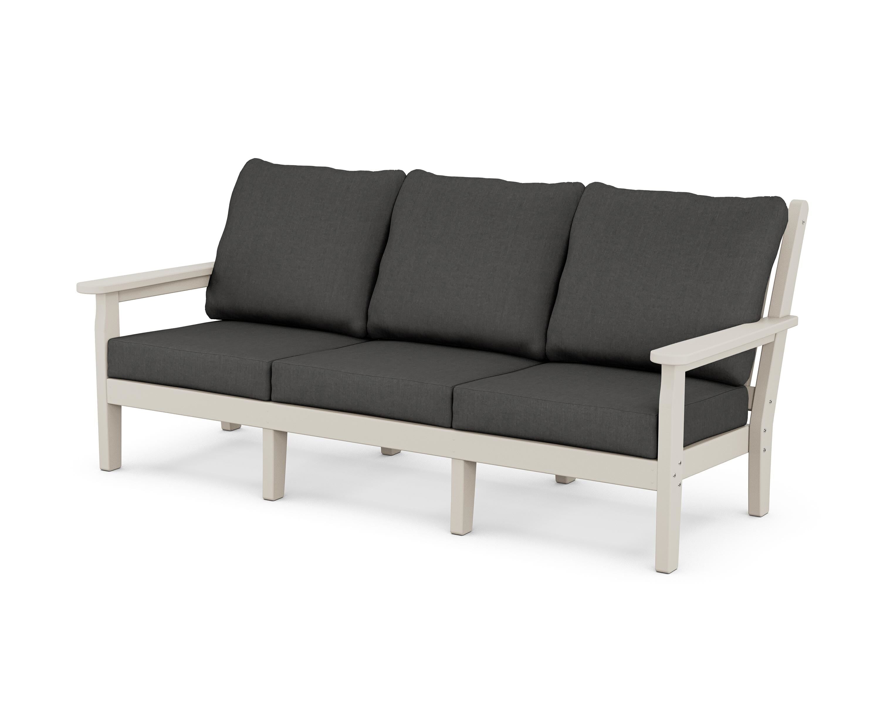 POLYWOOD® Chippendale Deep Seating Sofa in Sand / Spectrum Carbon