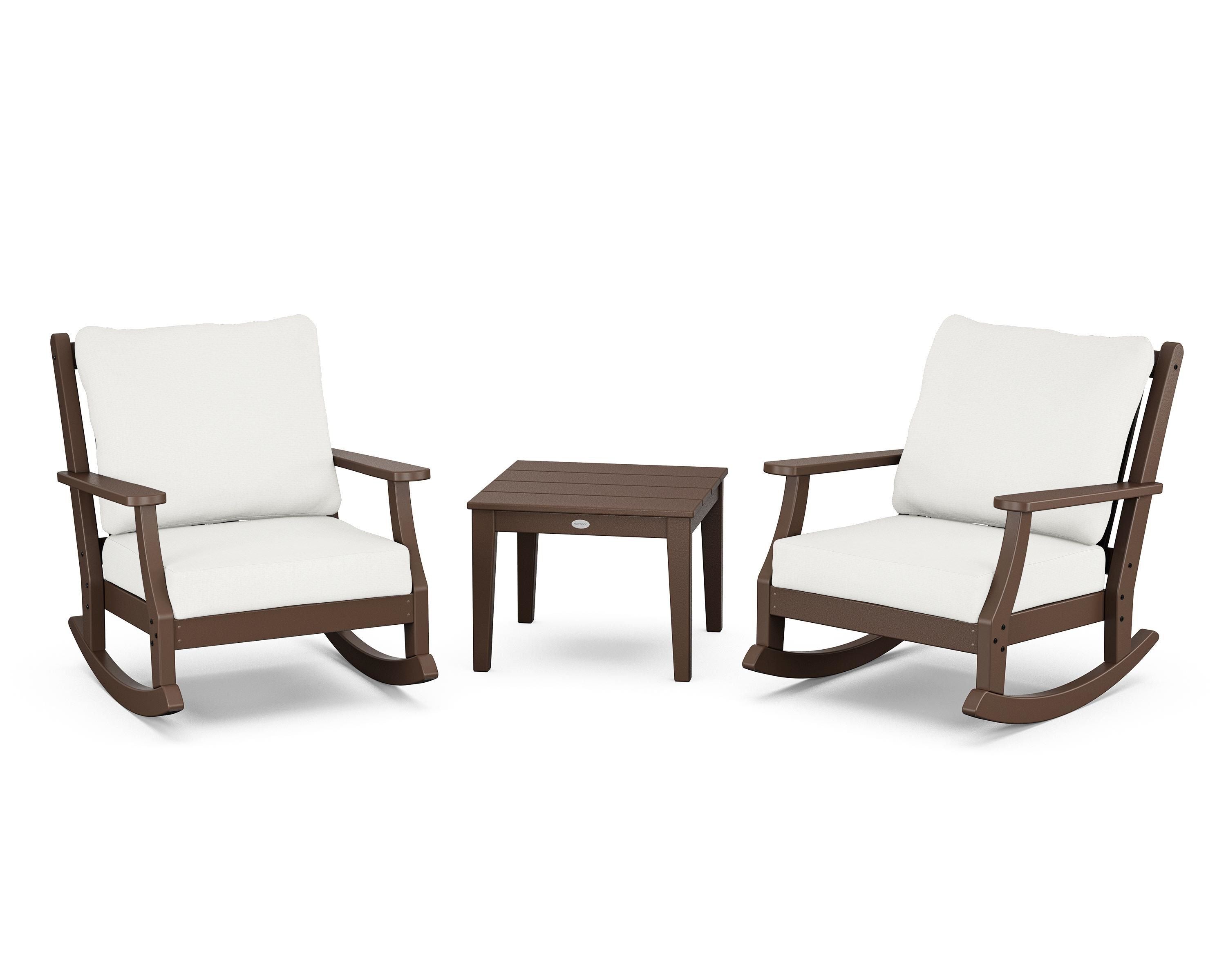 Country Living Wovendale 3-Piece Deep Seating Rocker Set in Mahogany / Natural Linen
