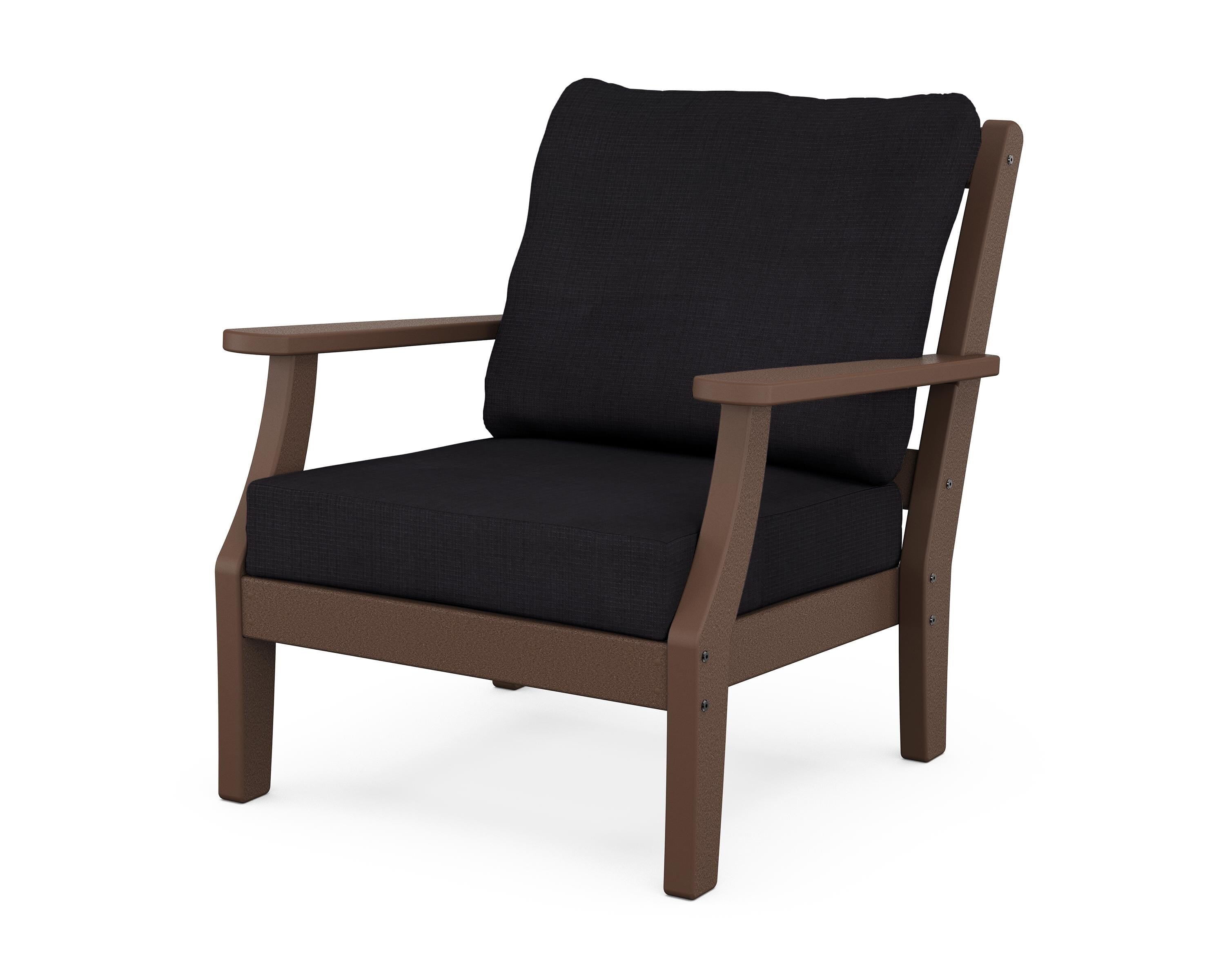 Martha Stewart by POLYWOOD® Chinoiserie Deep Seating Chair in Mahogany / Midnight Linen