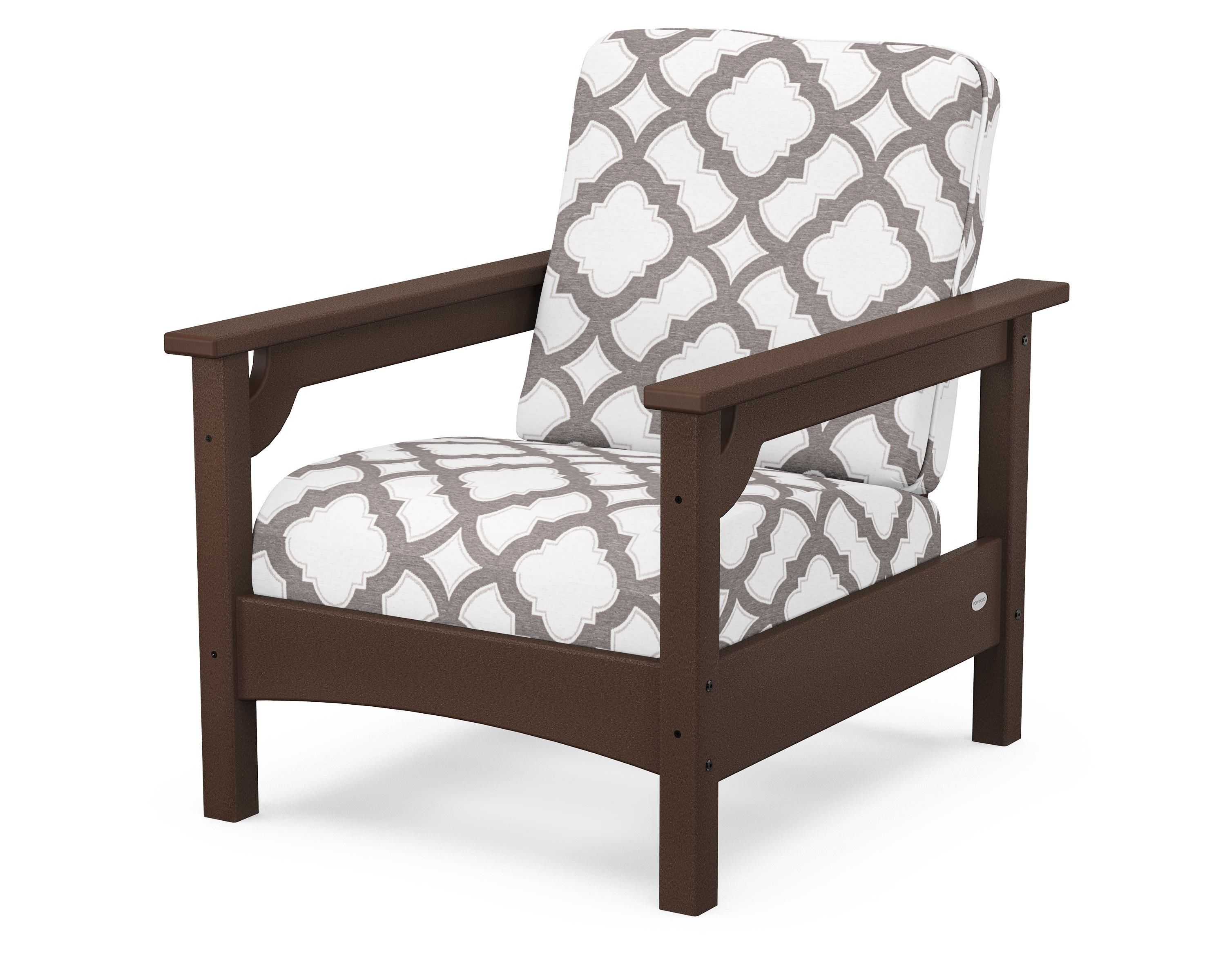 POLYWOOD® Club Chair in Mahogany / Trellis Grey Mist