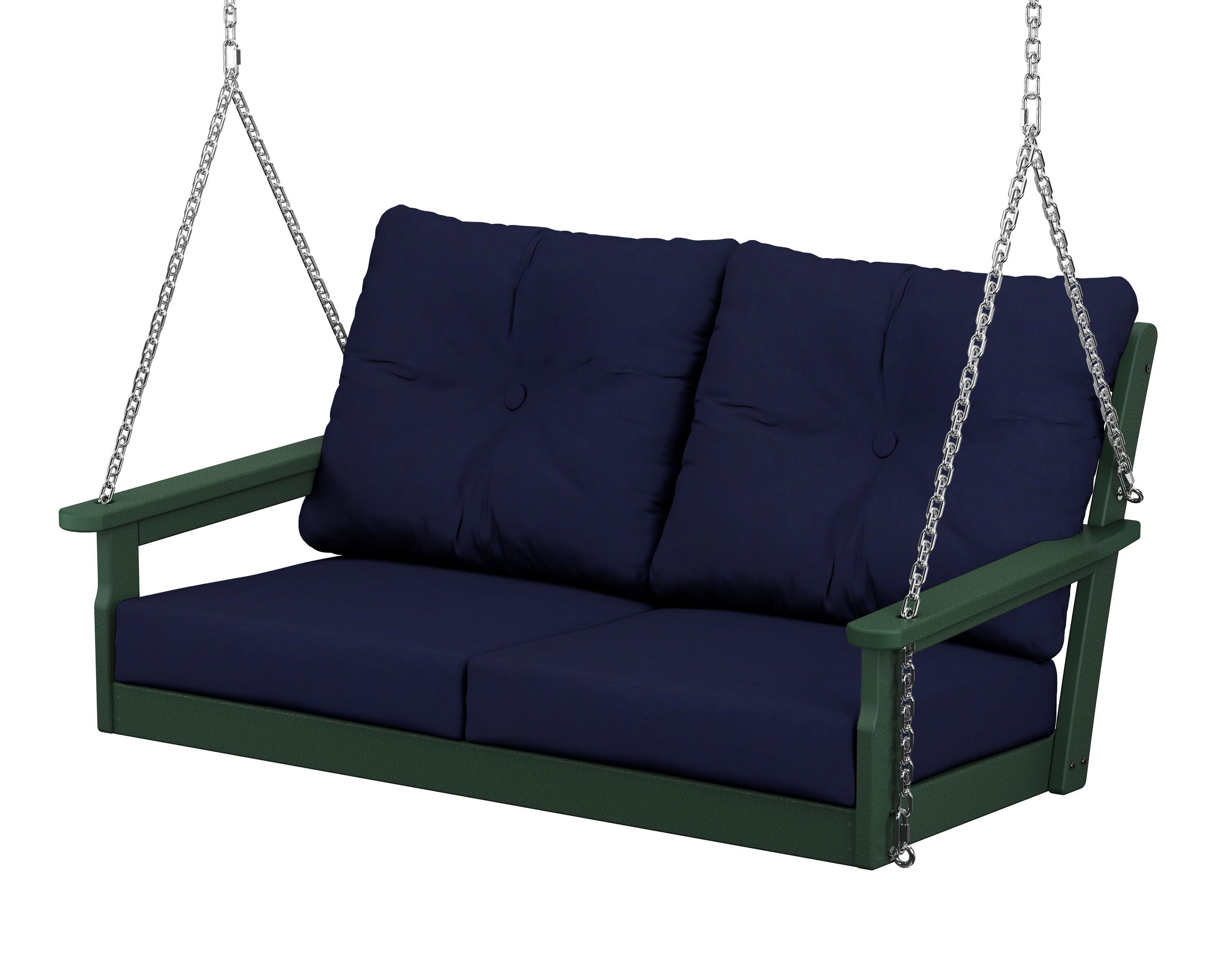 POLYWOOD® Vineyard Deep Seating Swing in Green / Navy