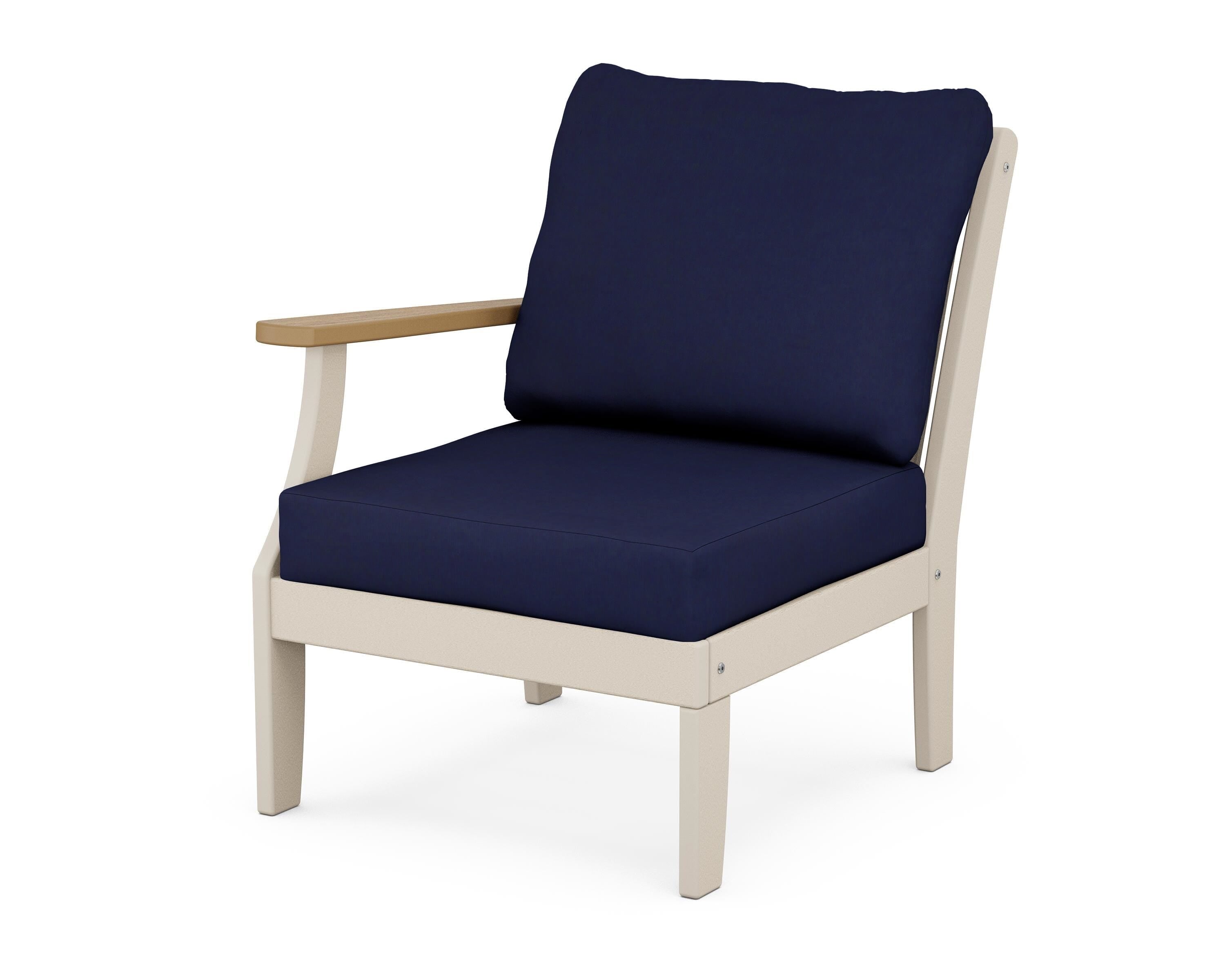 POLYWOOD® Braxton Modular Left Arm Chair in Sand / Natural / Navy