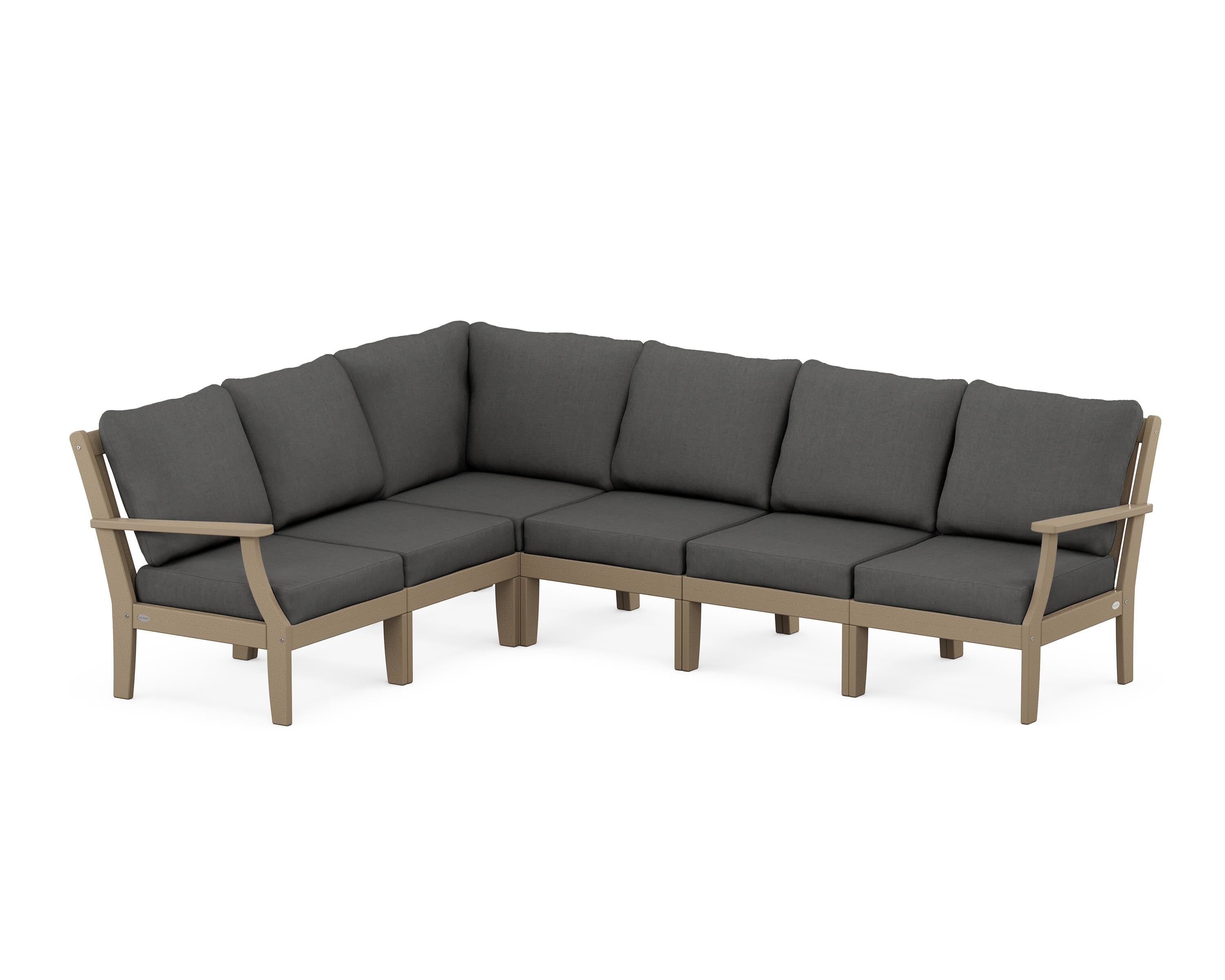 POLYWOOD® Braxton Modular 6-Piece Deep Seating Set in Vintage Sahara / Spectrum Carbon