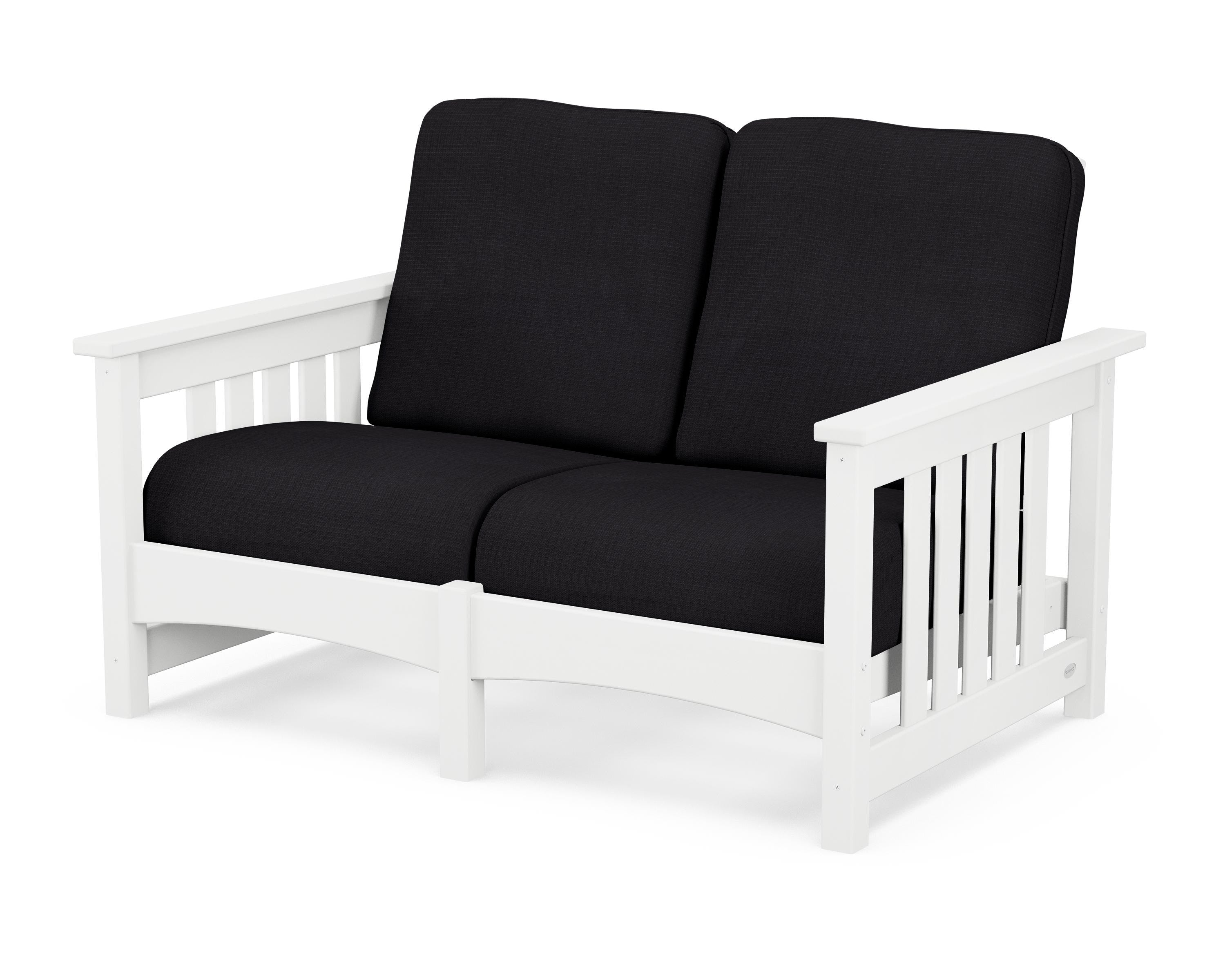 POLYWOOD® Club Mission Loveseat in White / Midnight Linen