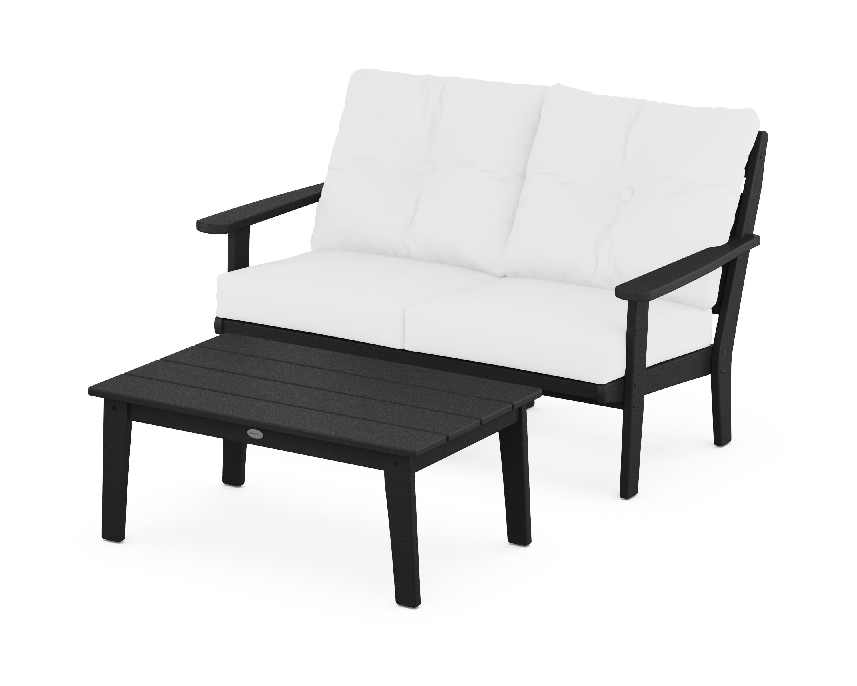 POLYWOOD® Lakeside 2-Piece Lounge Loveseat Set in Black / Natural