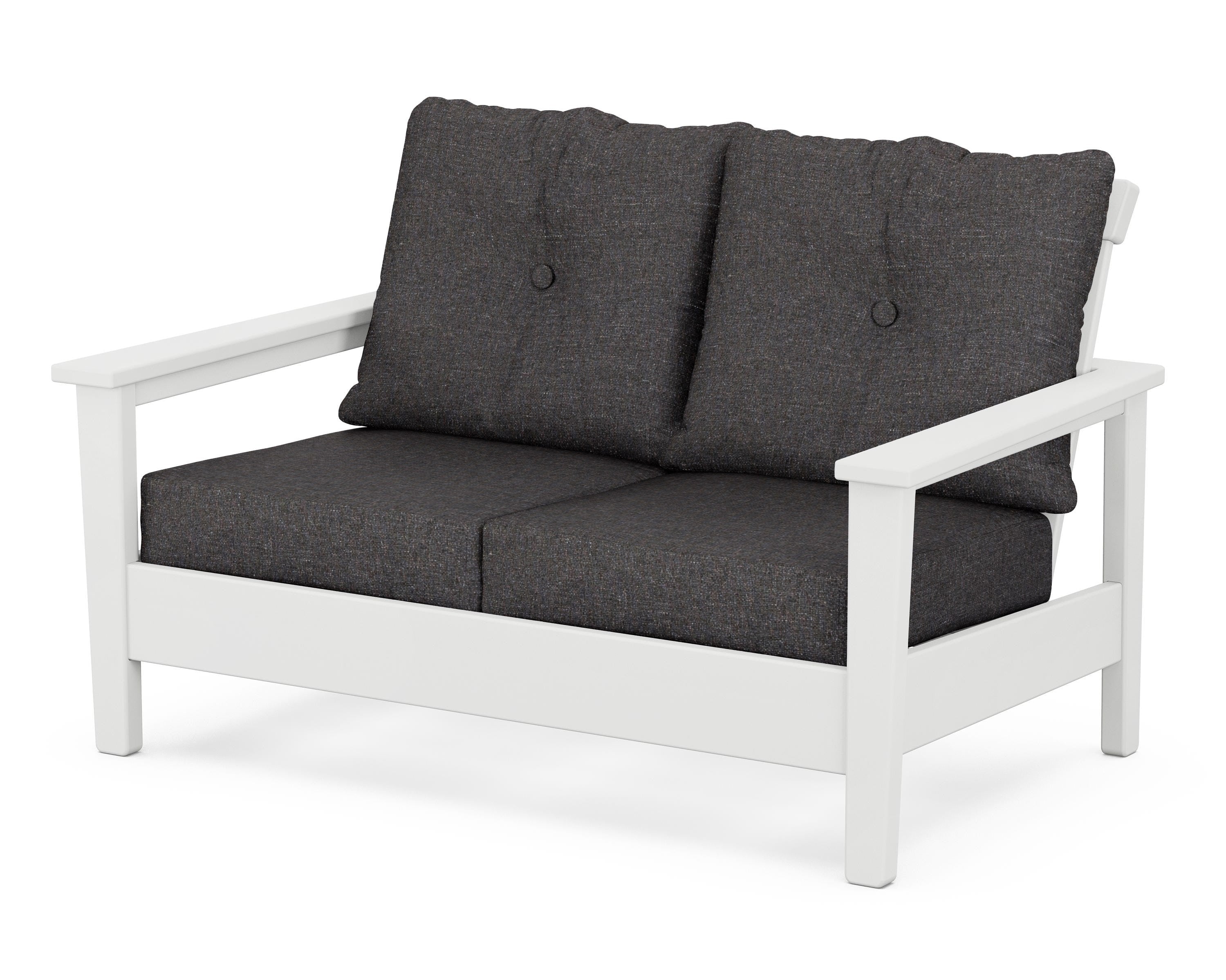 POLYWOOD® Prescott Deep Seating Loveseat in White / Ash Charcoal