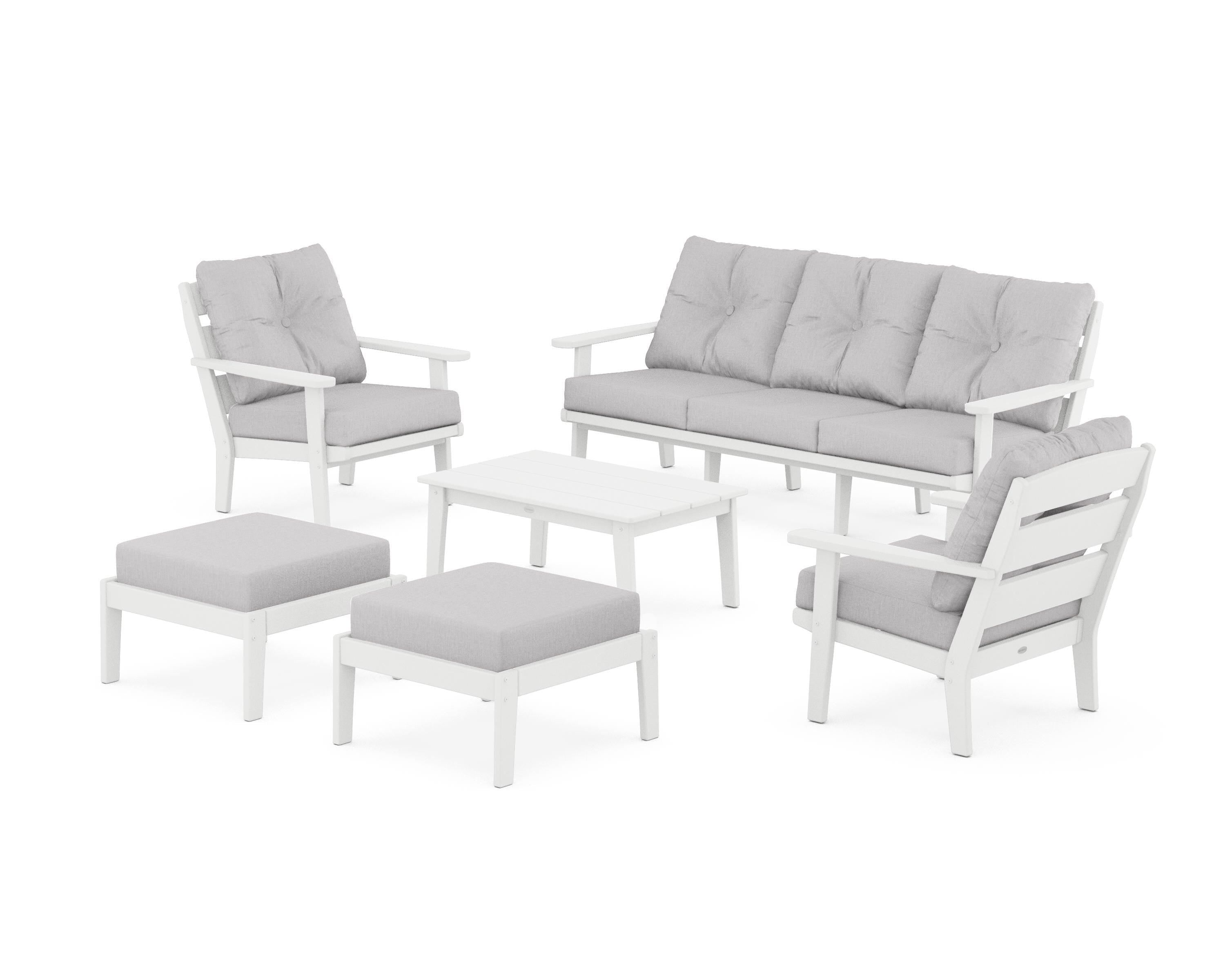 POLYWOOD® Lakeside 6-Piece Lounge Sofa Set in White / Granite