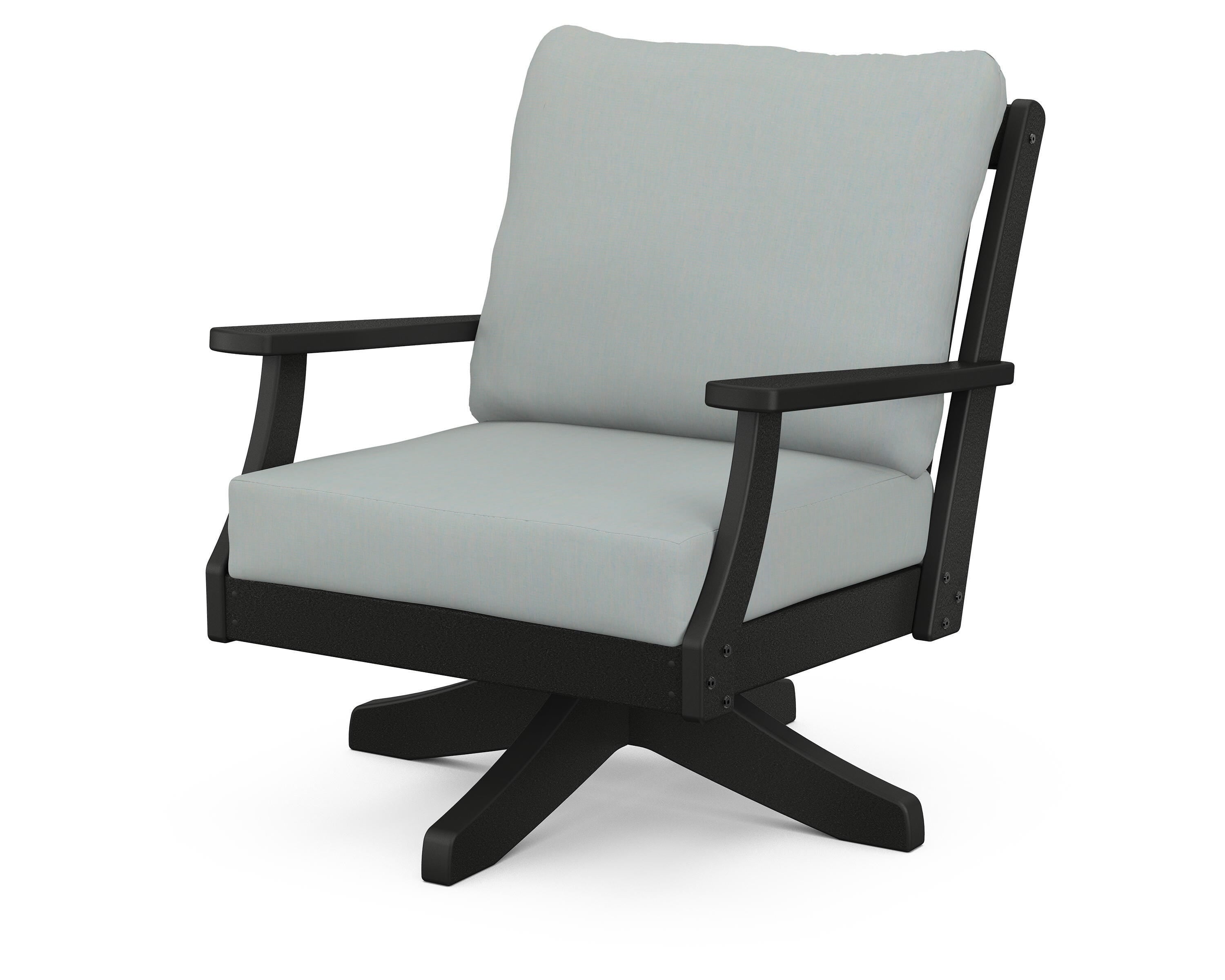 POLYWOOD® Braxton Deep Seating Swivel Chair in Black / Spa