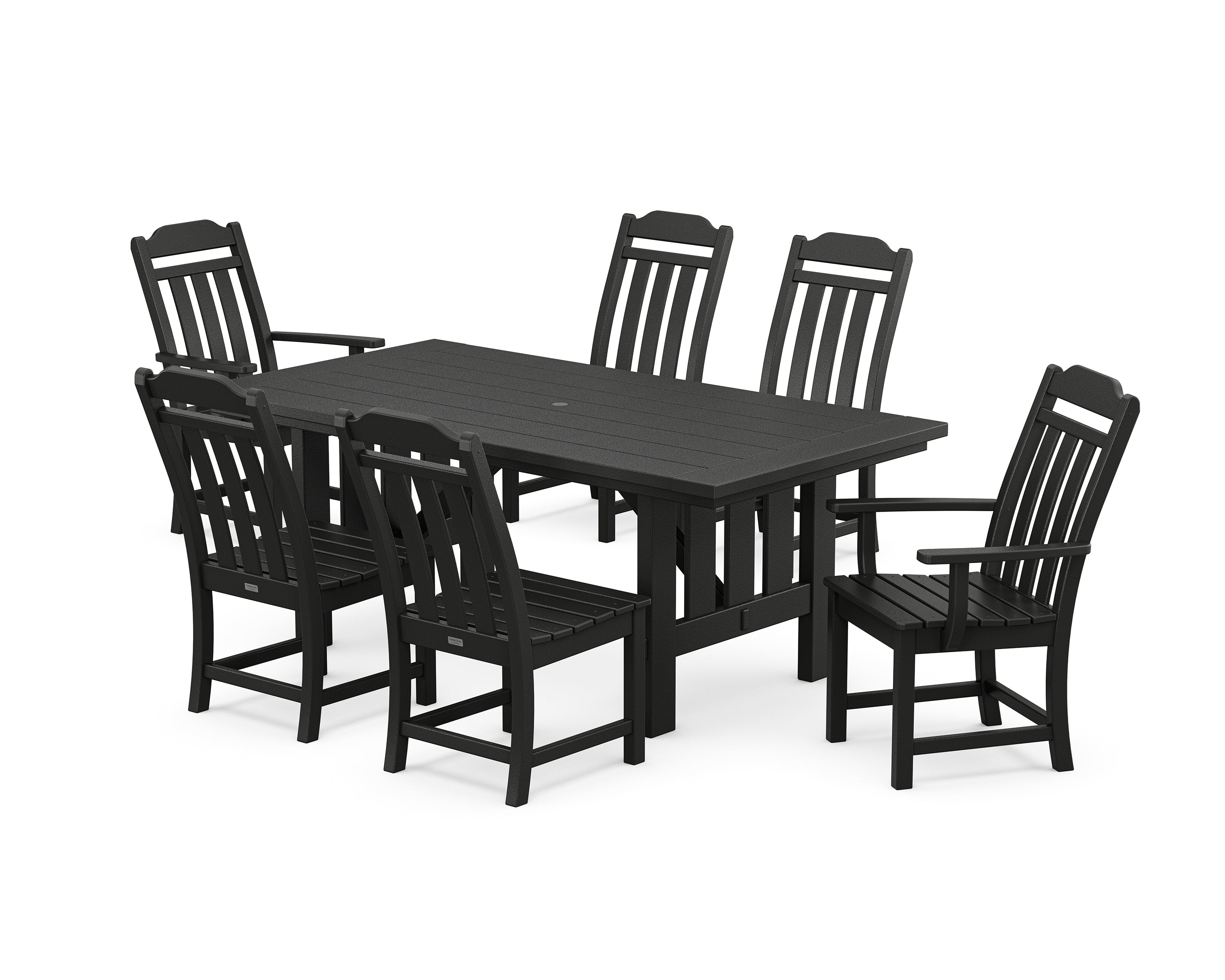 POLYWOOD® Cottage 7-Piece Dining Set with Mission Table in Black