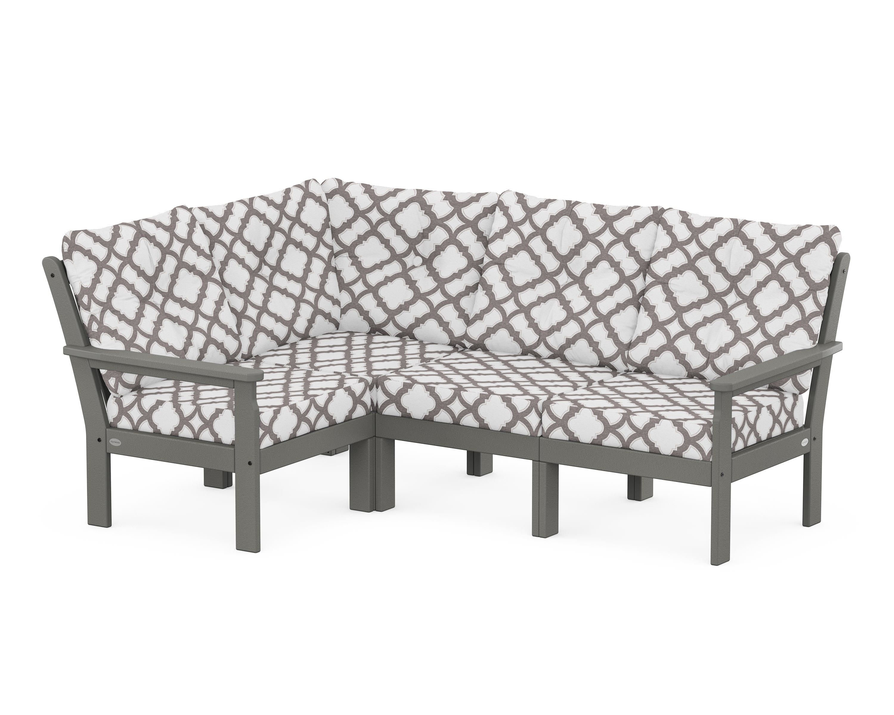 POLYWOOD® Vineyard 4-Piece Sectional in Slate Grey / Trellis Grey Mist