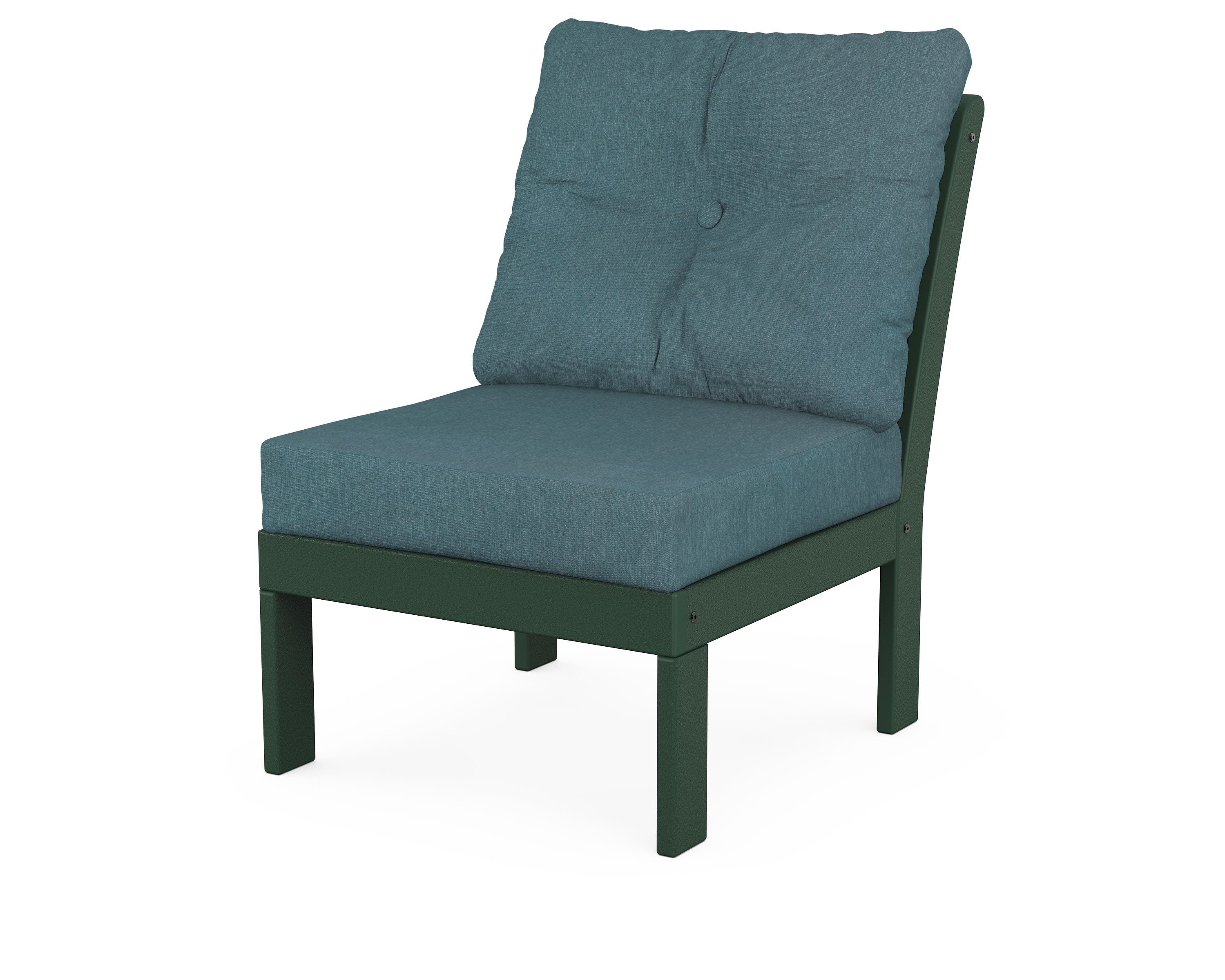 POLYWOOD® Vineyard Modular Armless Chair in Green / Ocean Teal