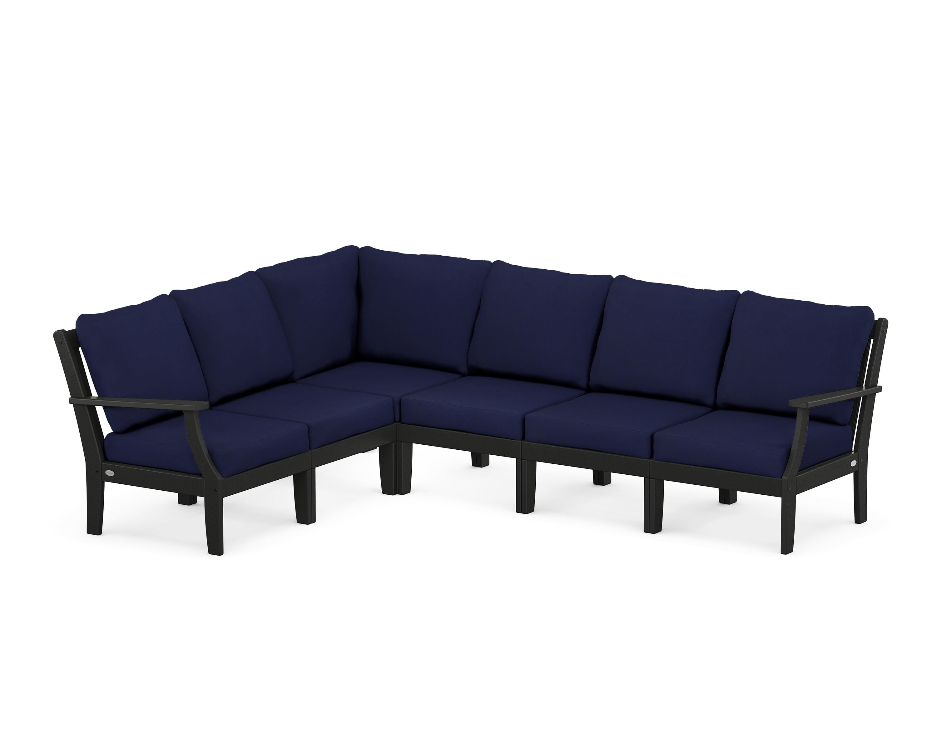 POLYWOOD® Braxton Modular 6-Piece Deep Seating Set in Black / Navy