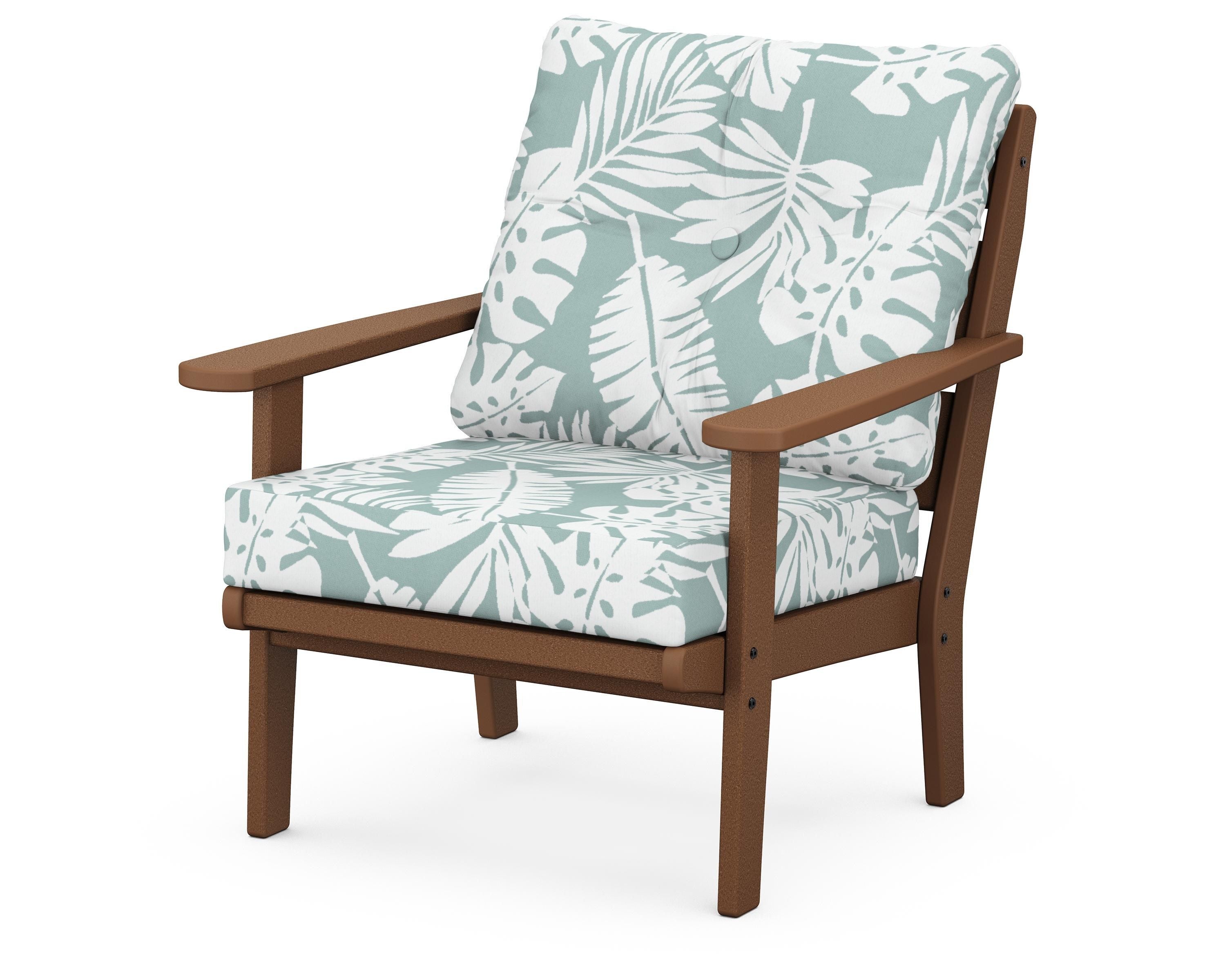 POLYWOOD® Lakeside Deep Seating Chair in Teak / Leaf Glacier Spa