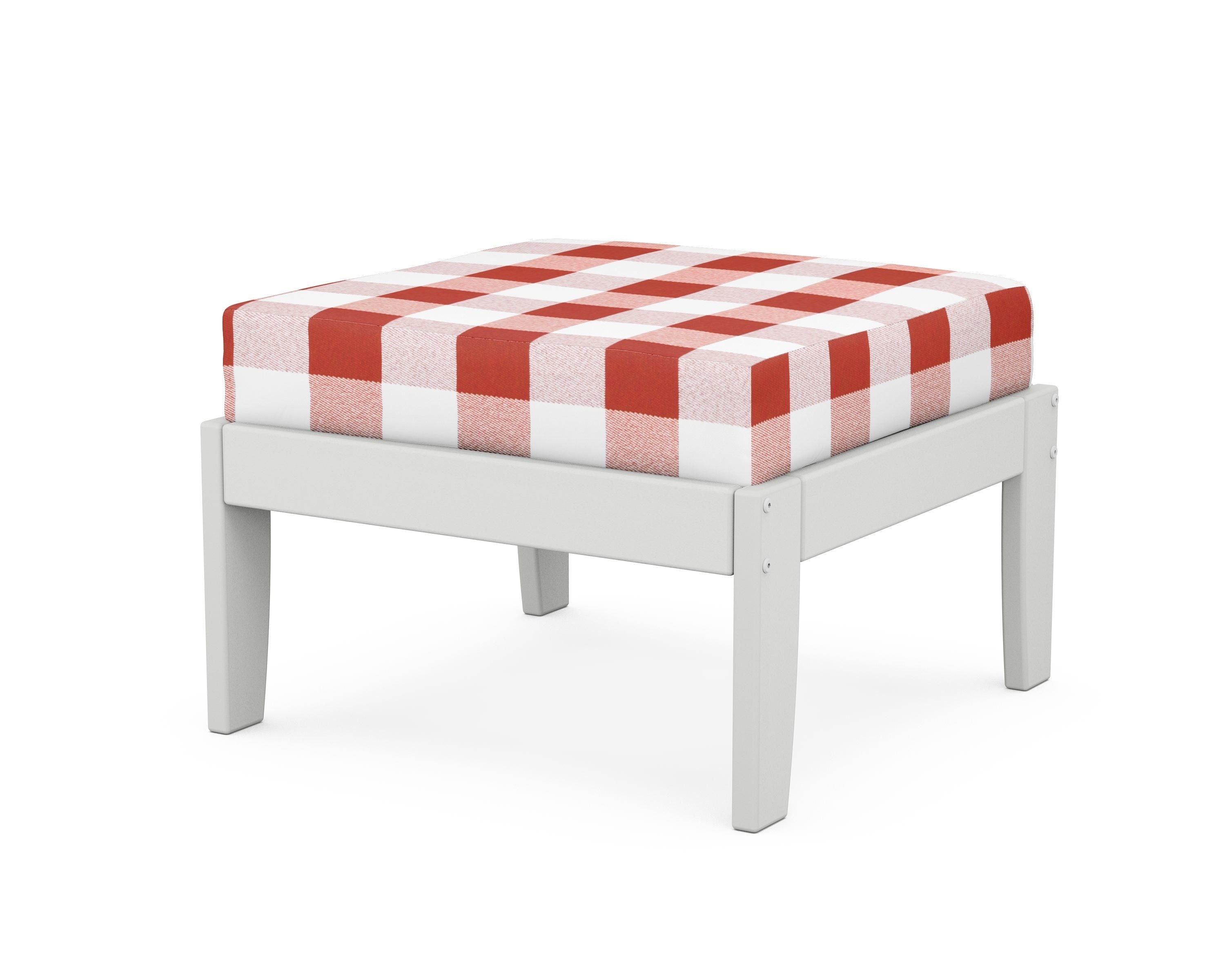 Unbranded Modular Ottoman - Classic in White / Buffalo Plaid Crimson