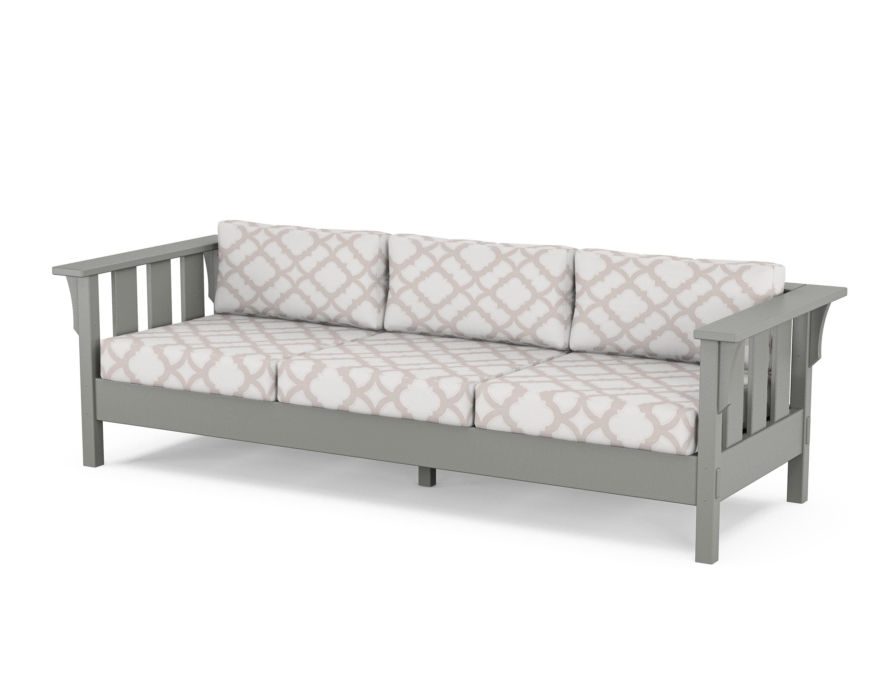 Martha Stewart by POLYWOOD® Acadia Deep Seating Sofa in Slate Grey / Trellis Dune Burlap