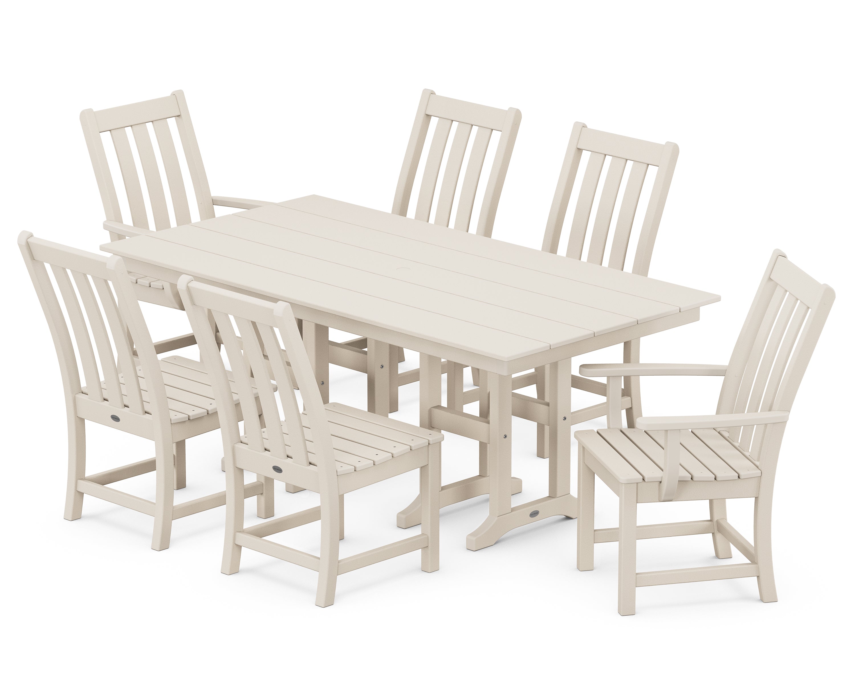 POLYWOOD® Vineyard 7-Piece Farmhouse Dining Set in Sand