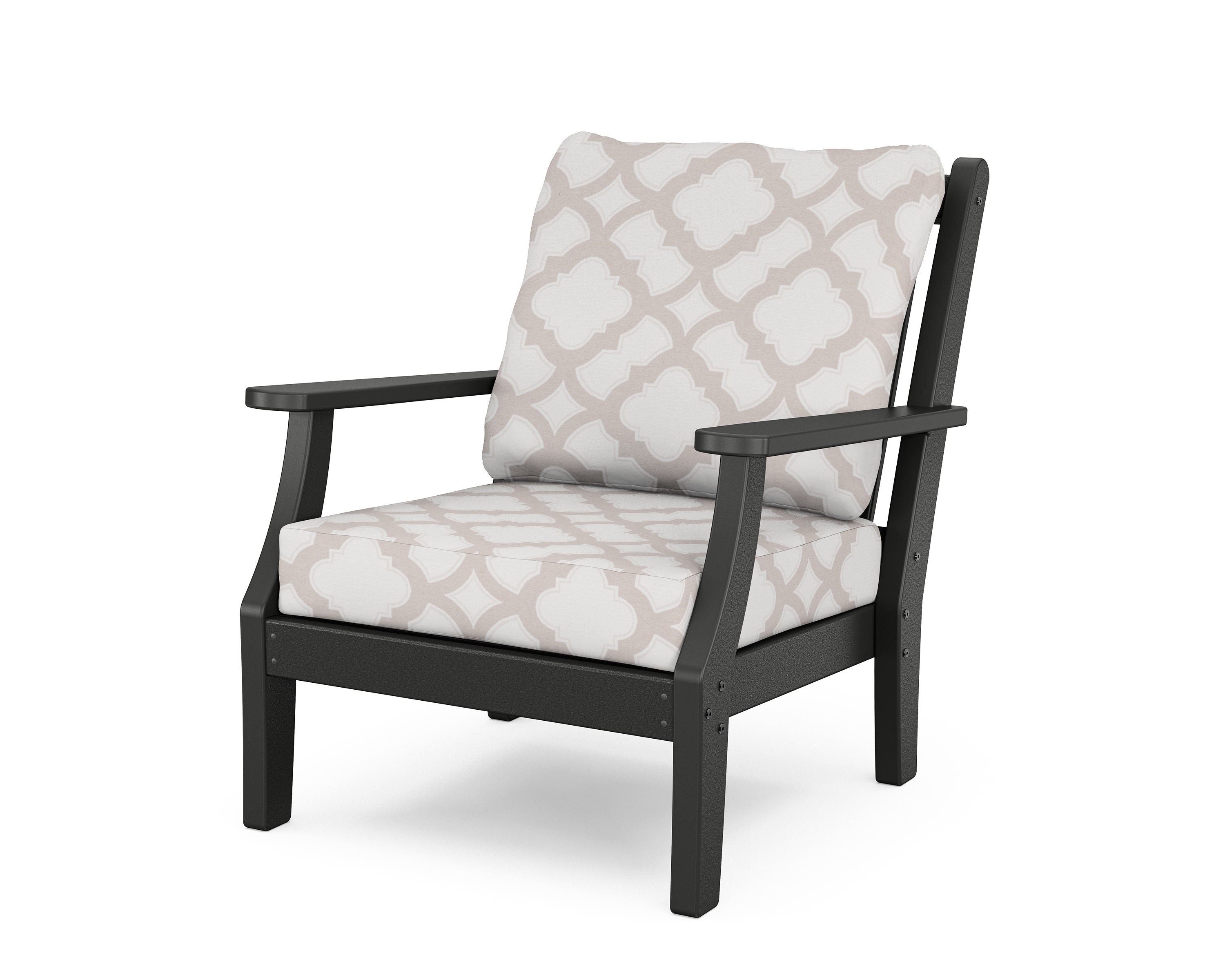 Country Living Wovendale Deep Seating Chair in Black / Trellis Dune Burlap