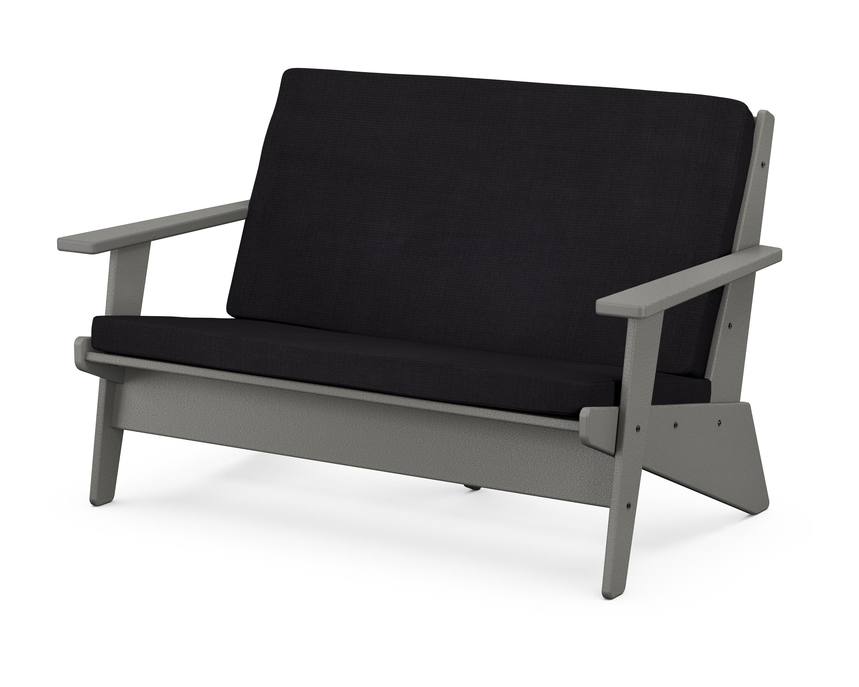 POLYWOOD® Riviera Modern Lounge Loveseat in Slate Grey / Midnight Linen