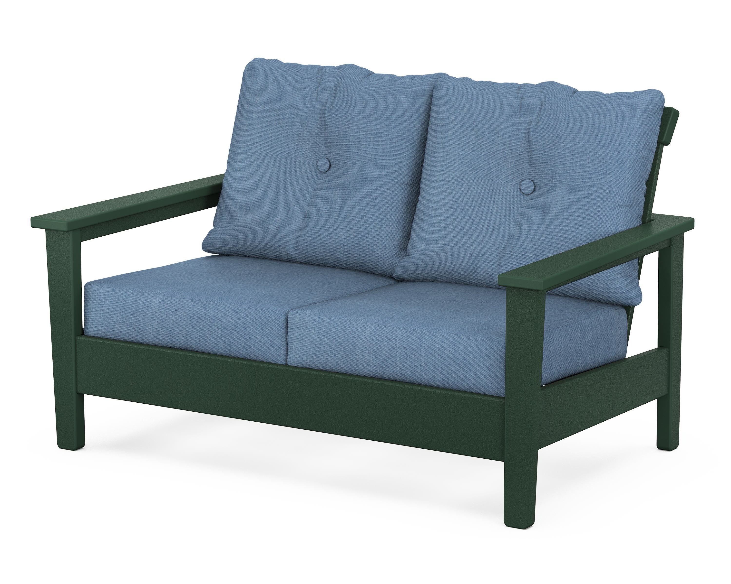 POLYWOOD® Prescott Deep Seating Loveseat in Green / Sky Blue