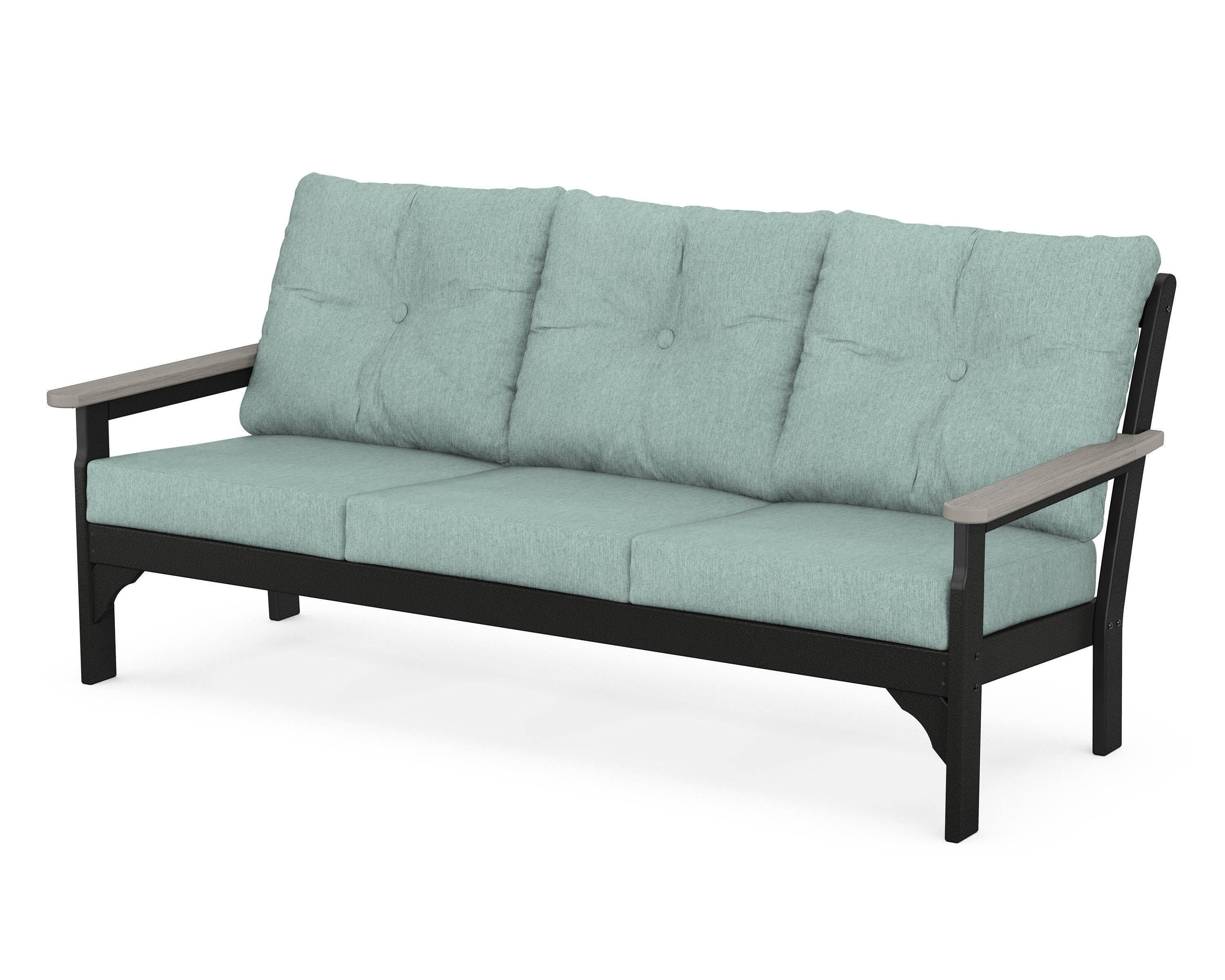 POLYWOOD® Vineyard Deep Seating Sofa in Black / Driftwood / Glacier Spa