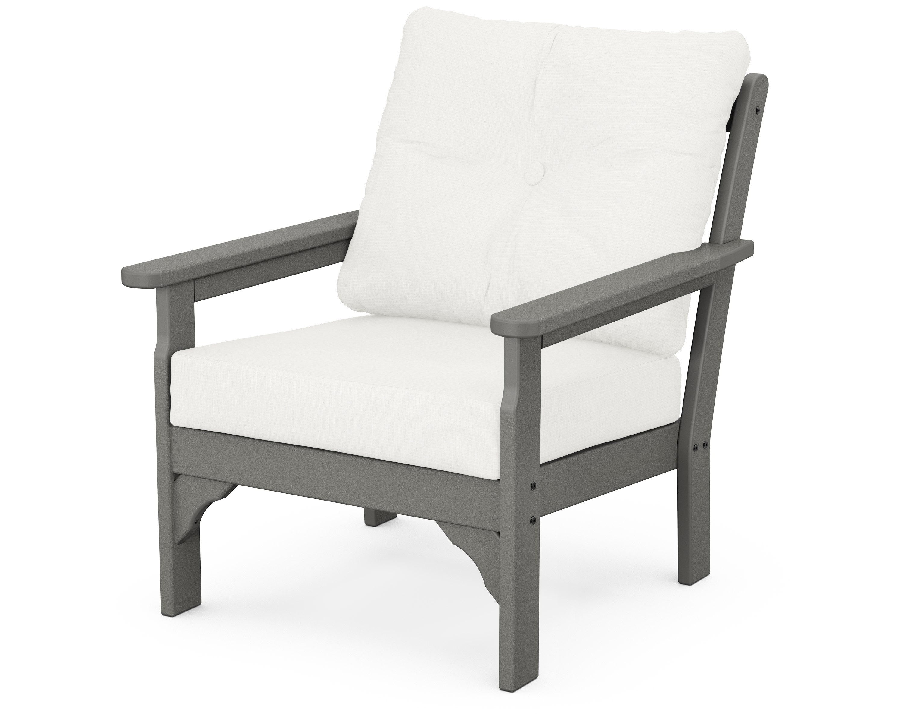 POLYWOOD® Vineyard Deep Seating Chair in Slate Grey / Natural Linen