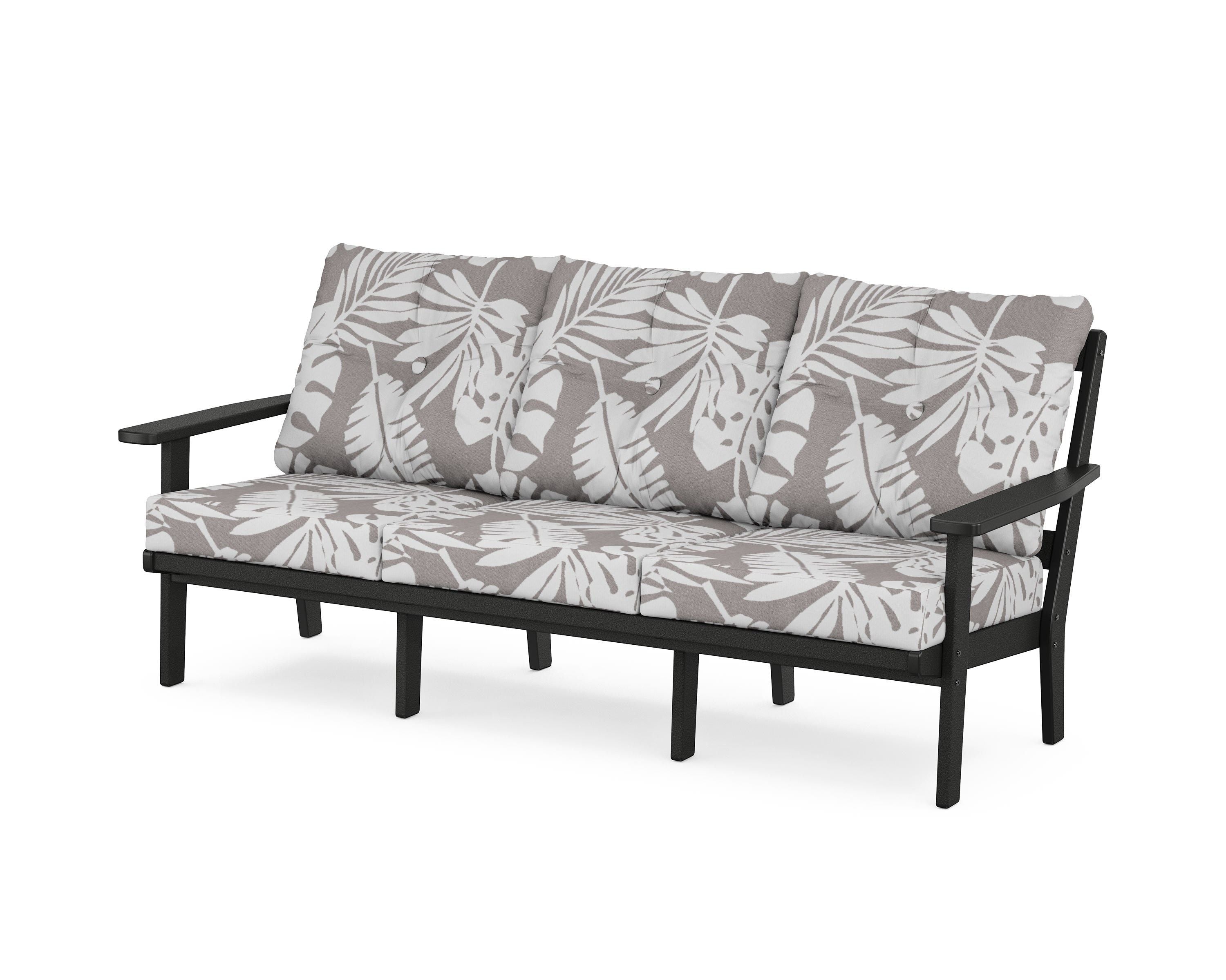 POLYWOOD® Prairie Deep Seating Sofa in Black / Leaf Grey Mist