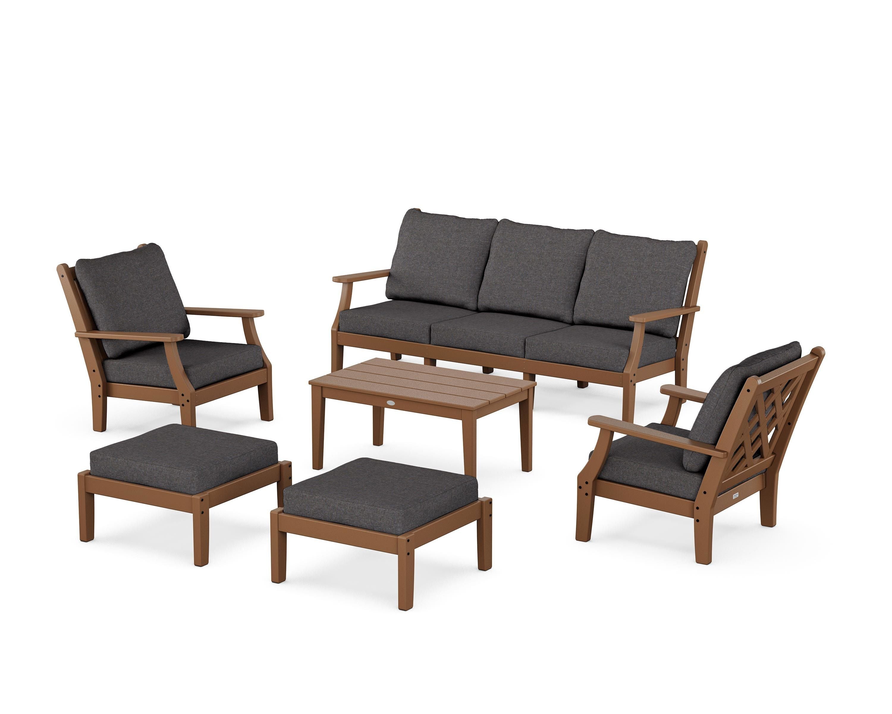 Country Living Wovendale 6-Piece Lounge Sofa Set in Teak / Ash Charcoal