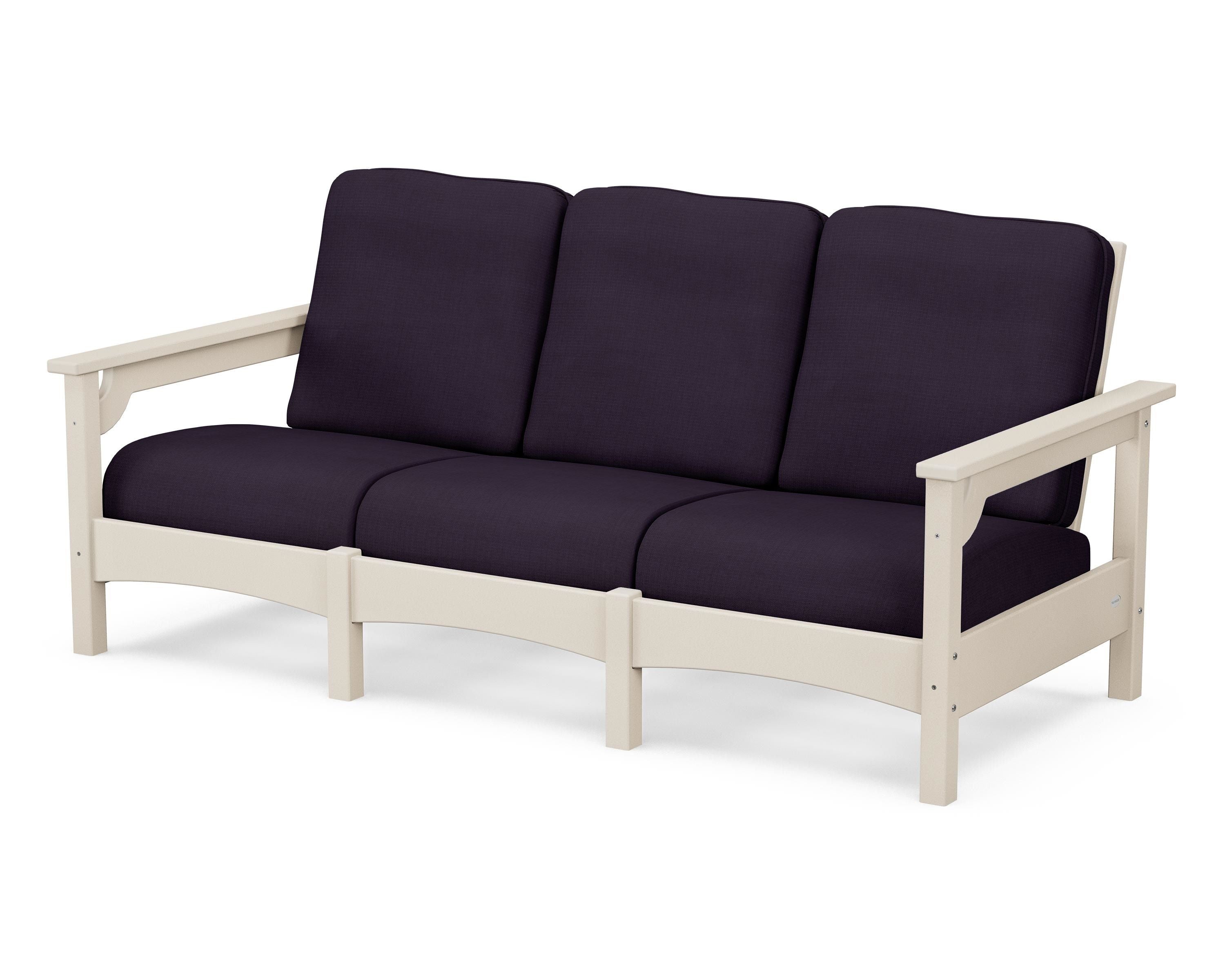 POLYWOOD® Club Sofa in Sand / Navy Linen
