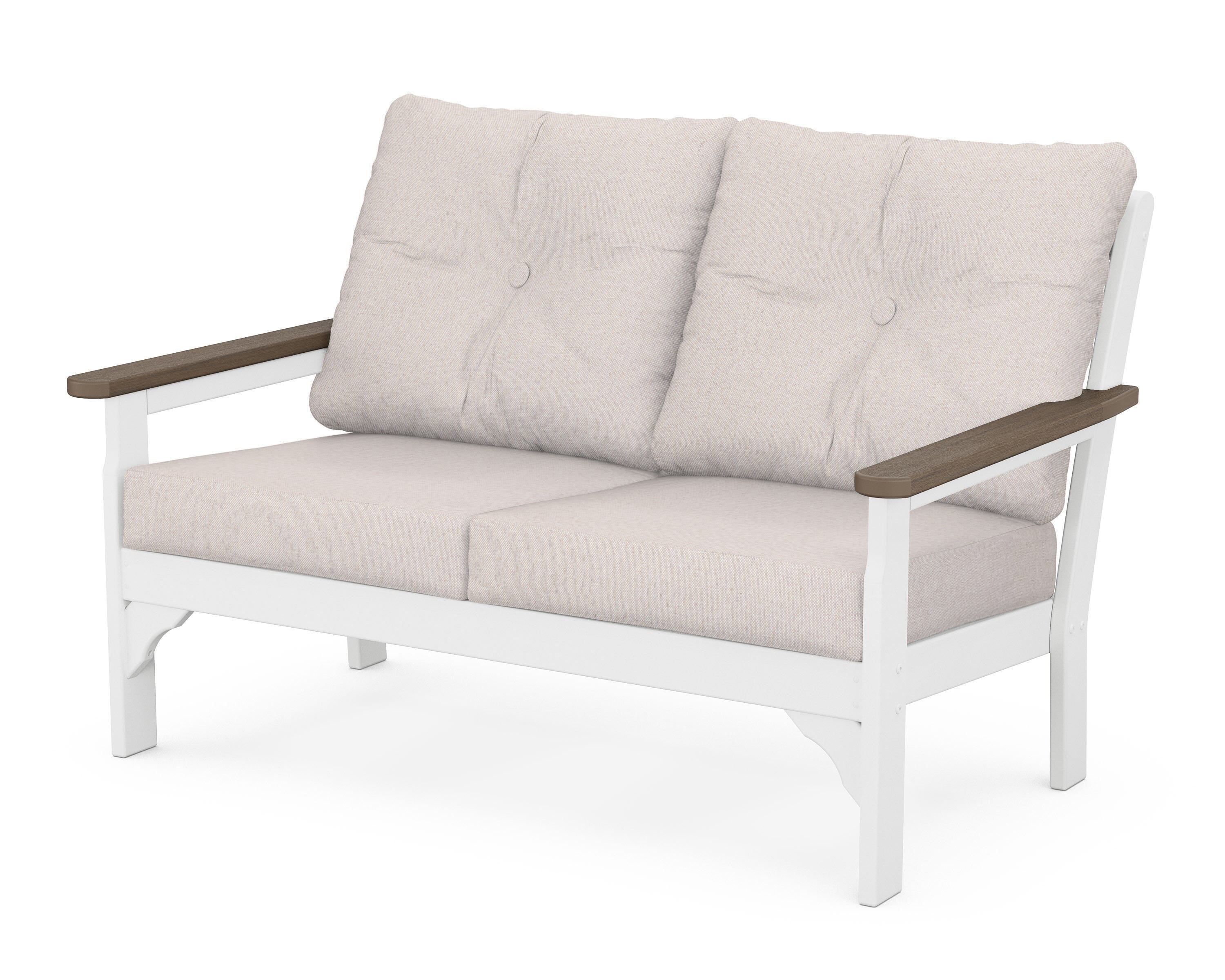 POLYWOOD® Vineyard Deep Seating Loveseat in White / Kona / Dune Burlap