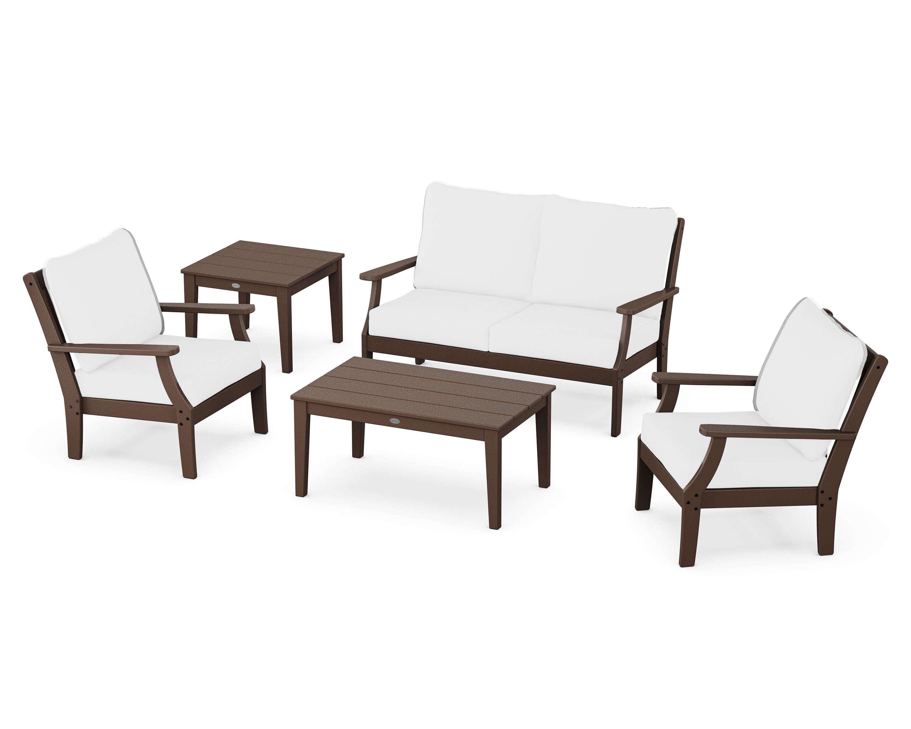 POLYWOOD® Braxton 5-Piece Deep Seating Set in Mahogany / Natural