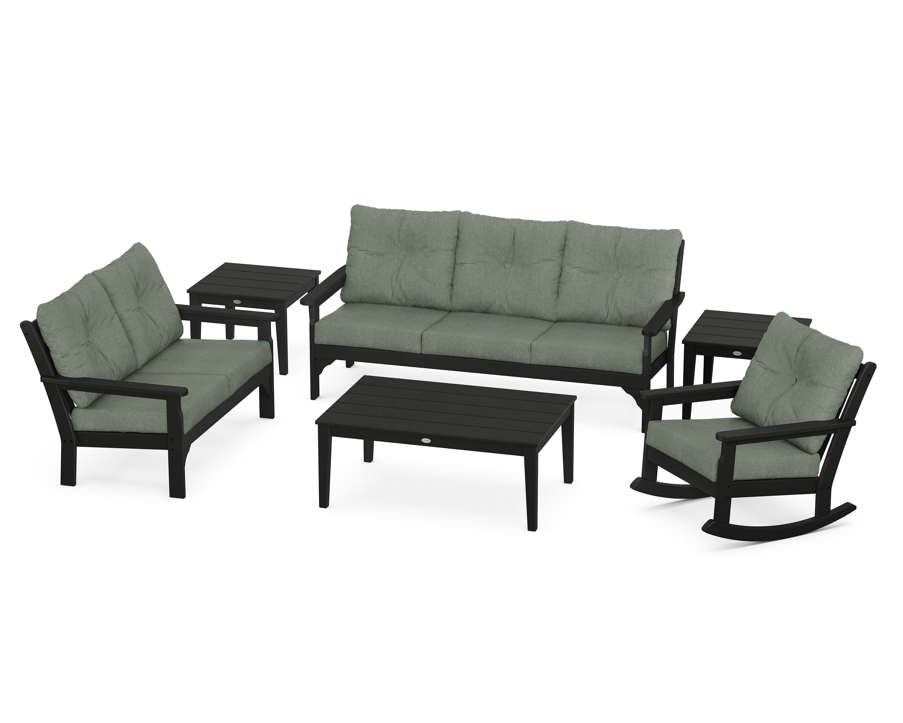 POLYWOOD® Vineyard 6-Piece Deep Seating Set in Black / Cast Sage