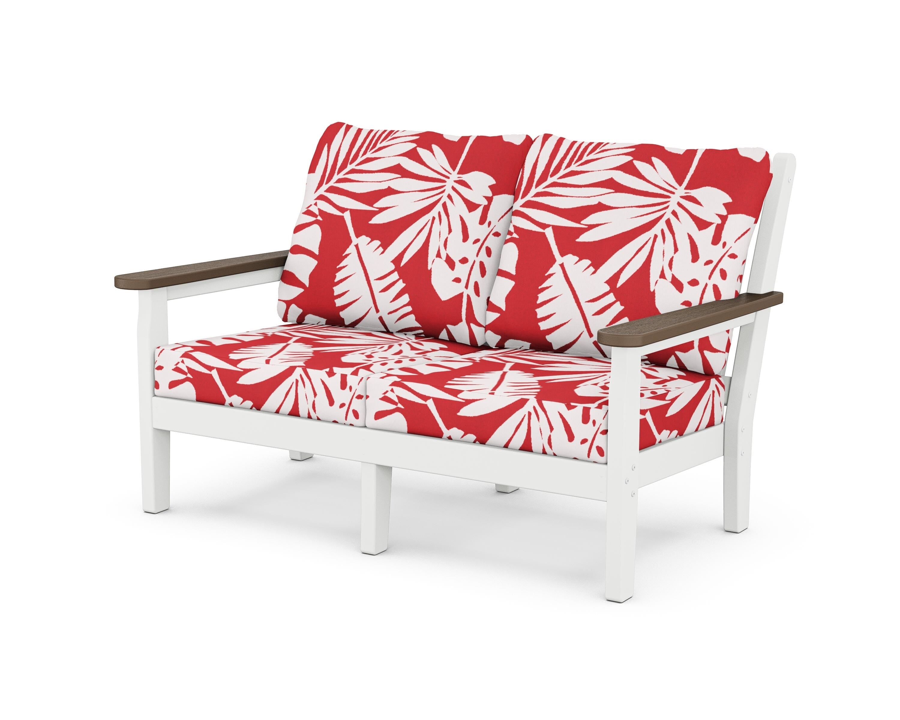 POLYWOOD® Chippendale Deep Seating Loveseat in White / Kona / Leaf Crimson
