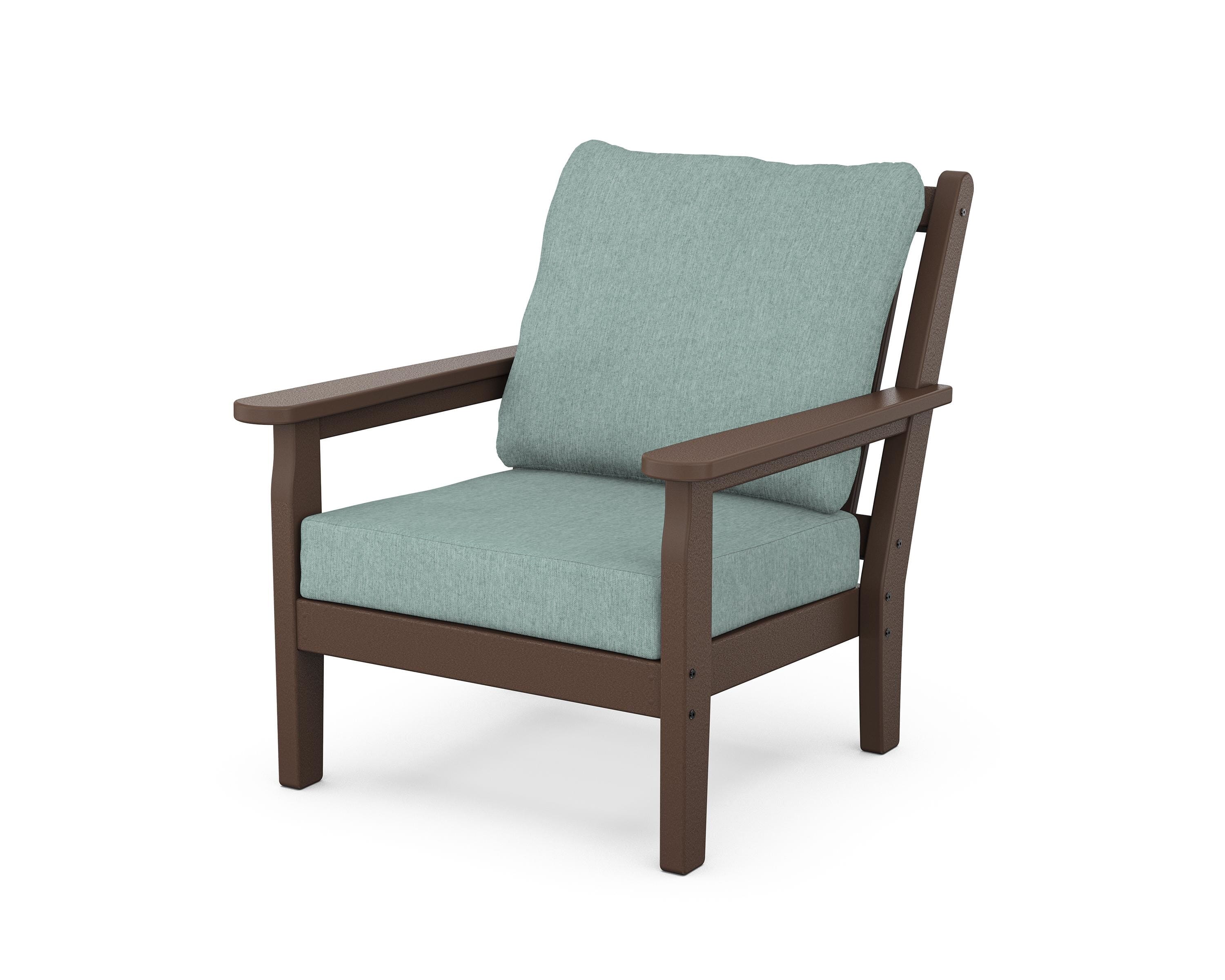 POLYWOOD® Chippendale Deep Seating Chair in Mahogany / Glacier Spa