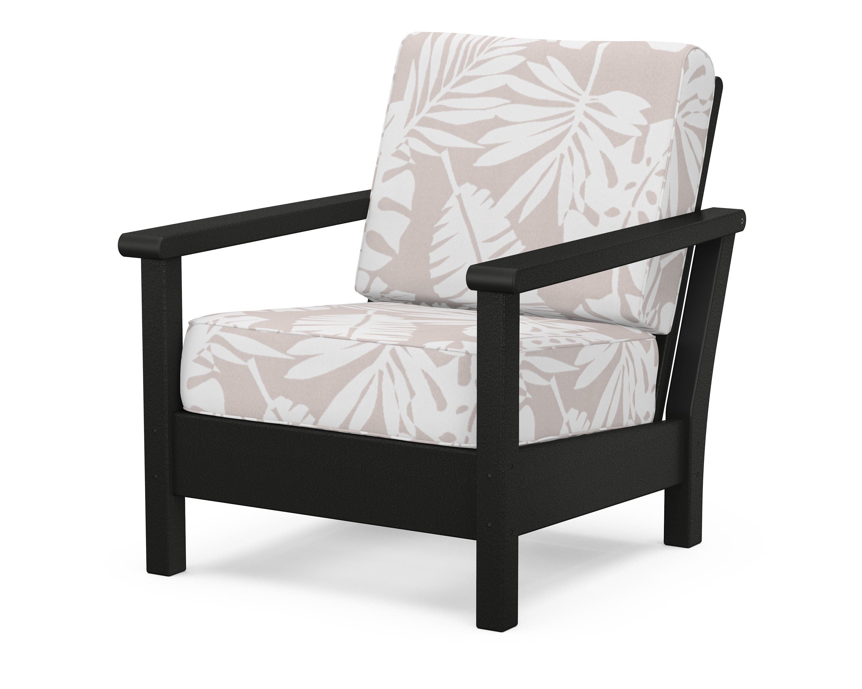 POLYWOOD® Harbour Deep Seating Chair in Black / Leaf Dune Burlap