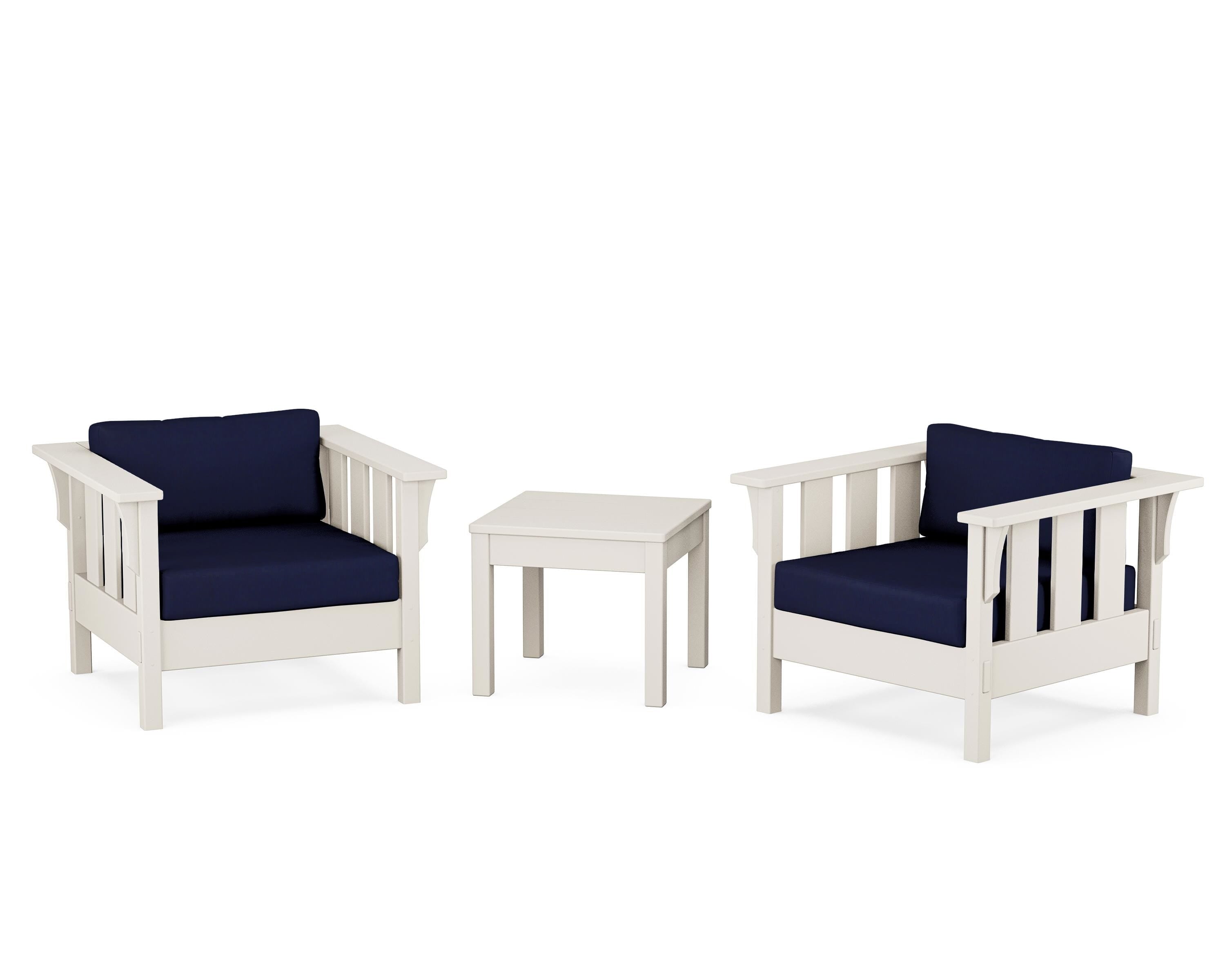 Martha Stewart by POLYWOOD® Acadia 3-Piece Deep Seating Set in Sand / Navy