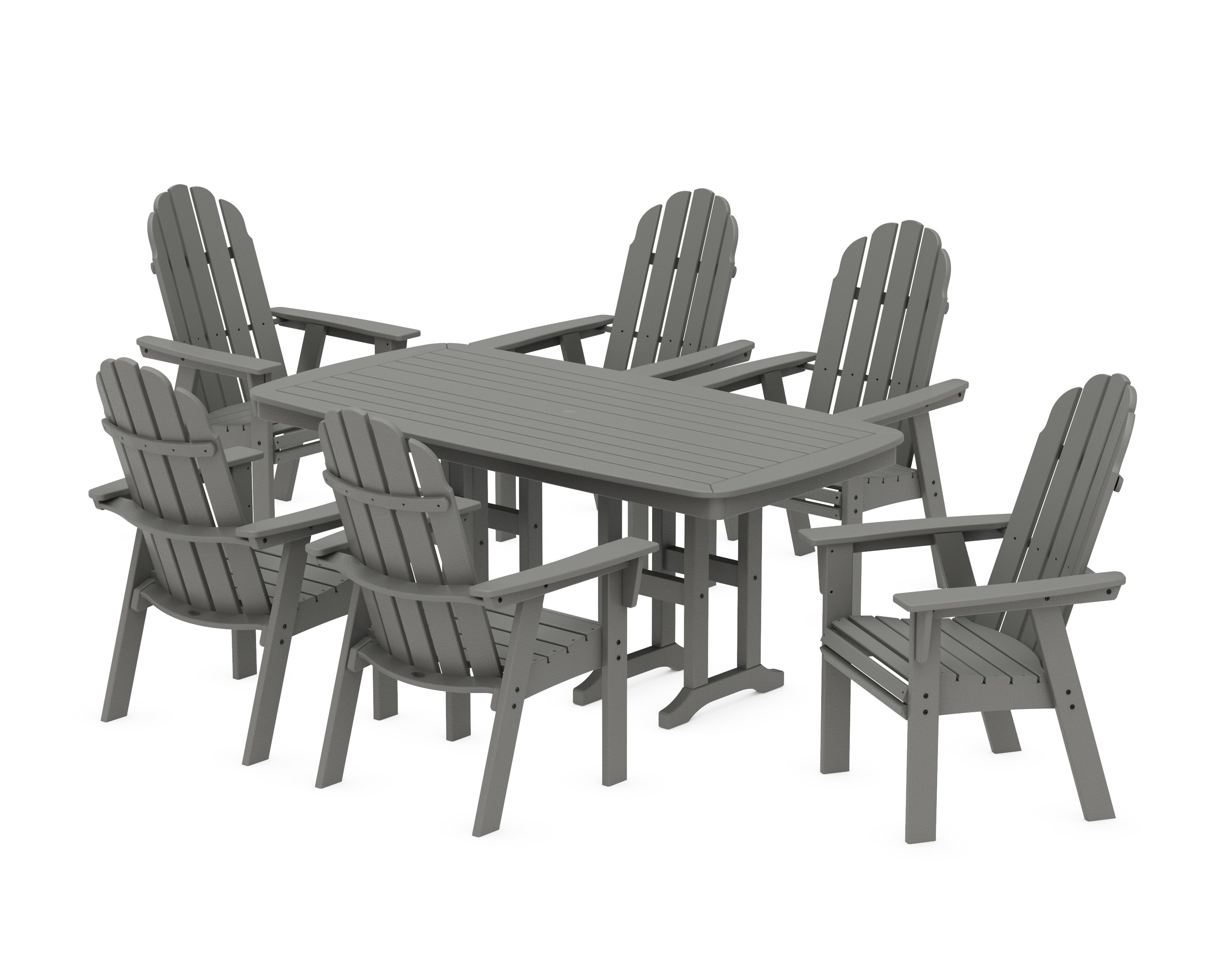 POLYWOOD® Vineyard Curveback Adirondack Chair 7-Piece Dining Set in Slate Grey