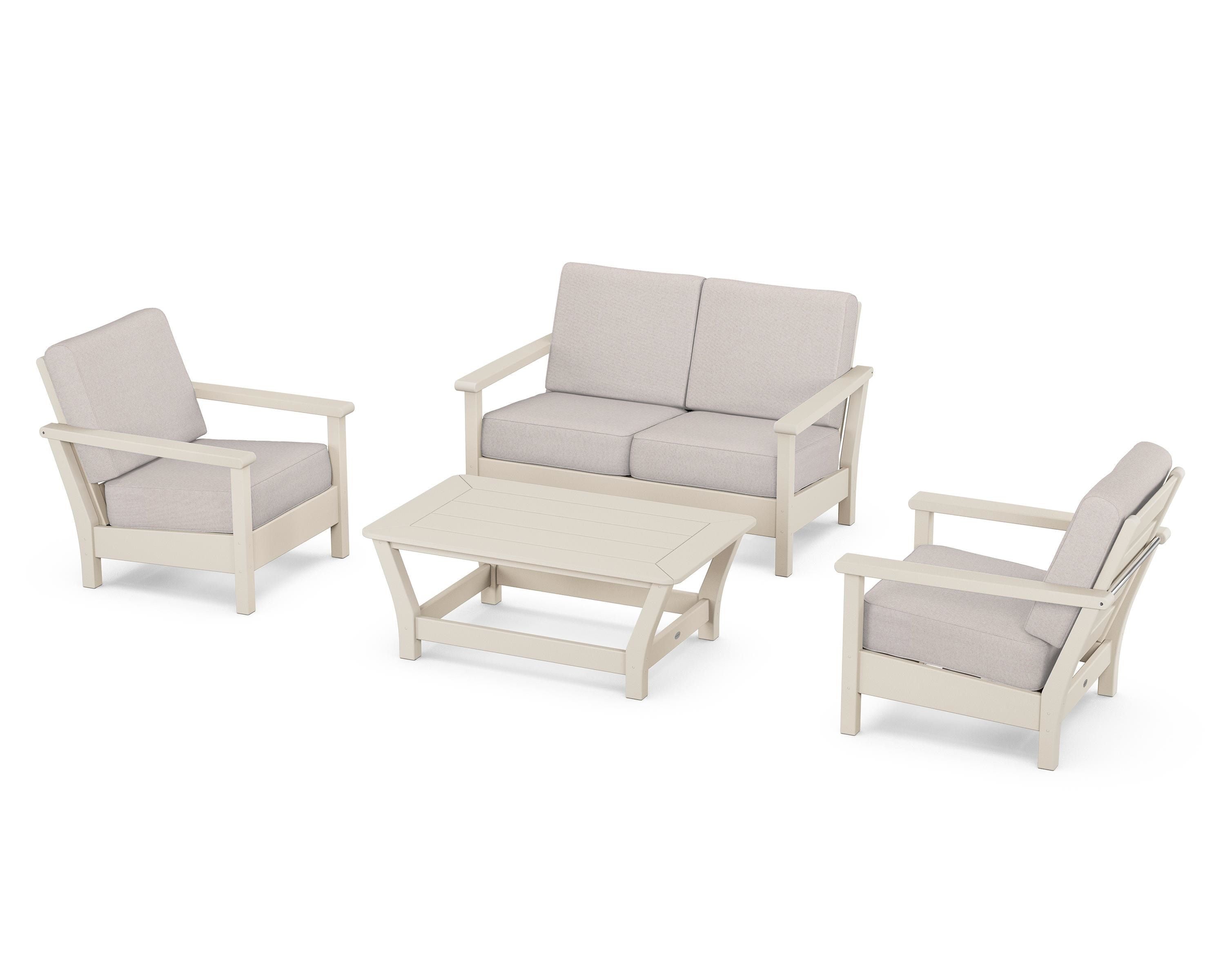 POLYWOOD® Harbour 4-Piece Deep Seating Set in Sand / Dune Burlap
