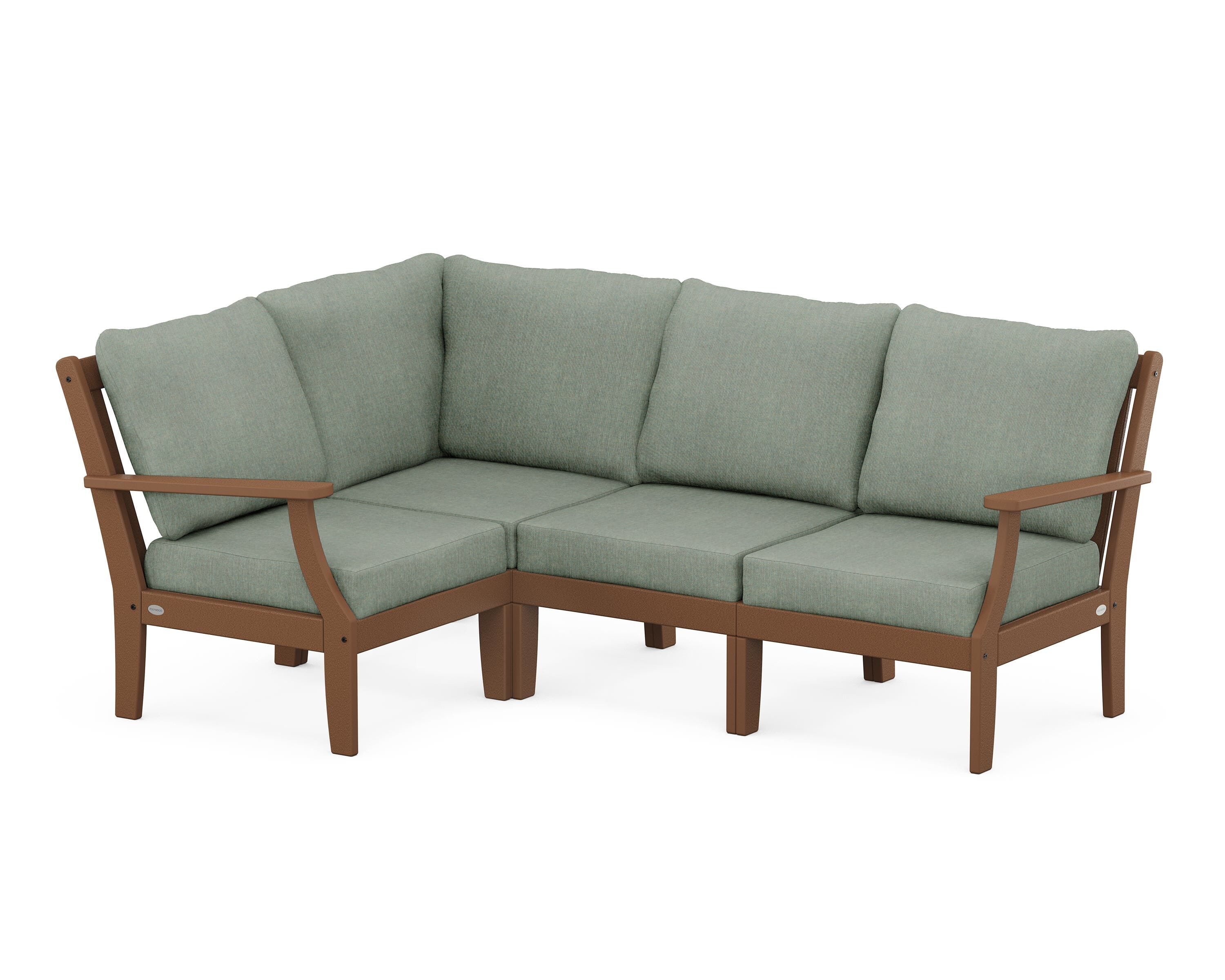 POLYWOOD® Braxton Modular 4-Piece Deep Seating Set in Teak / Cast Sage