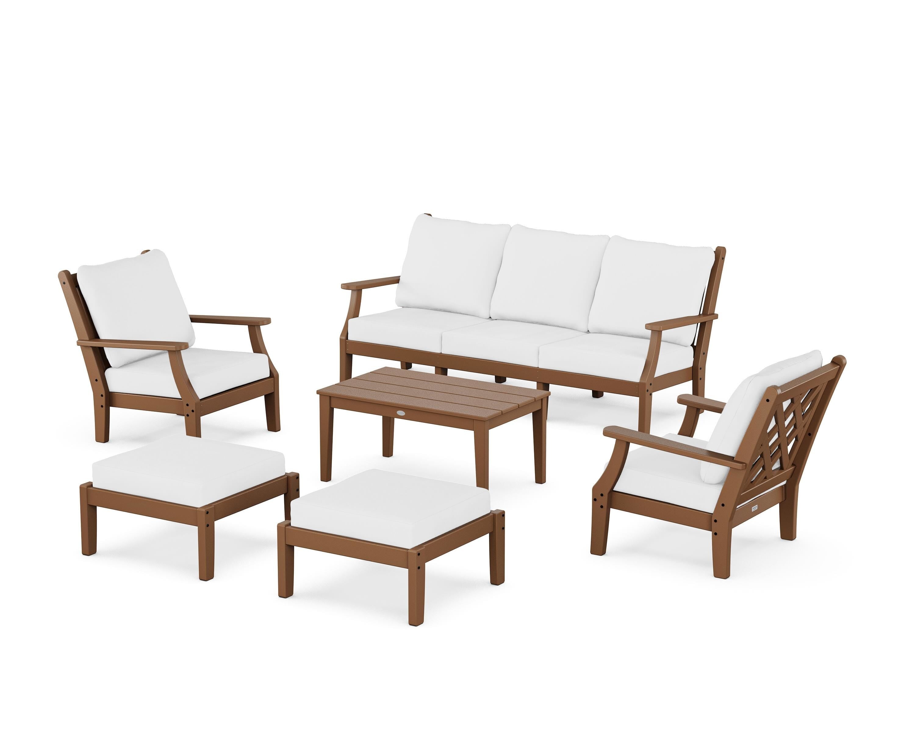 Country Living Wovendale 6-Piece Lounge Sofa Set in Teak / Natural