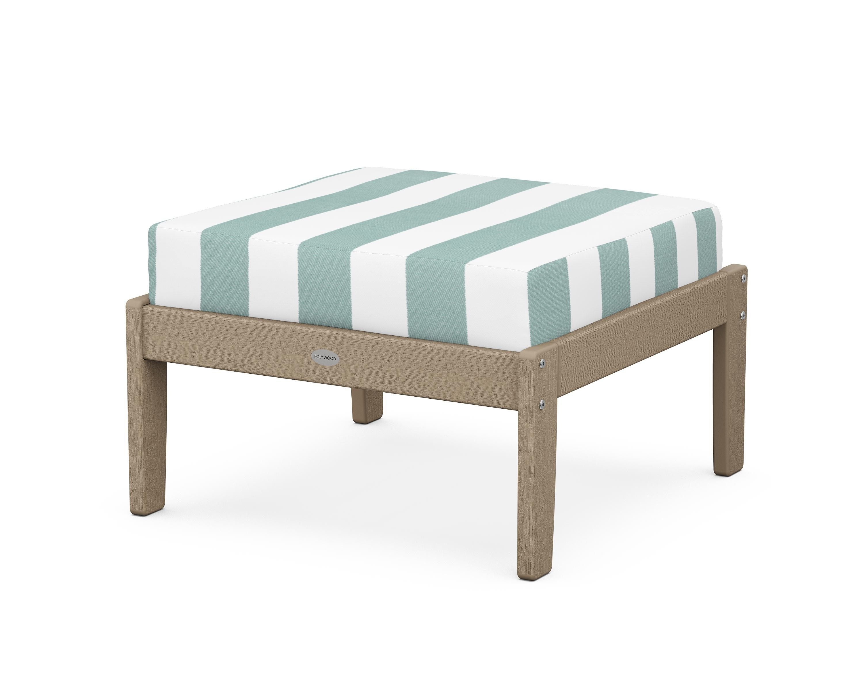 POLYWOOD® Braxton Deep Seating Ottoman in Vintage Sahara / Cabana Stripe Glacier Spa
