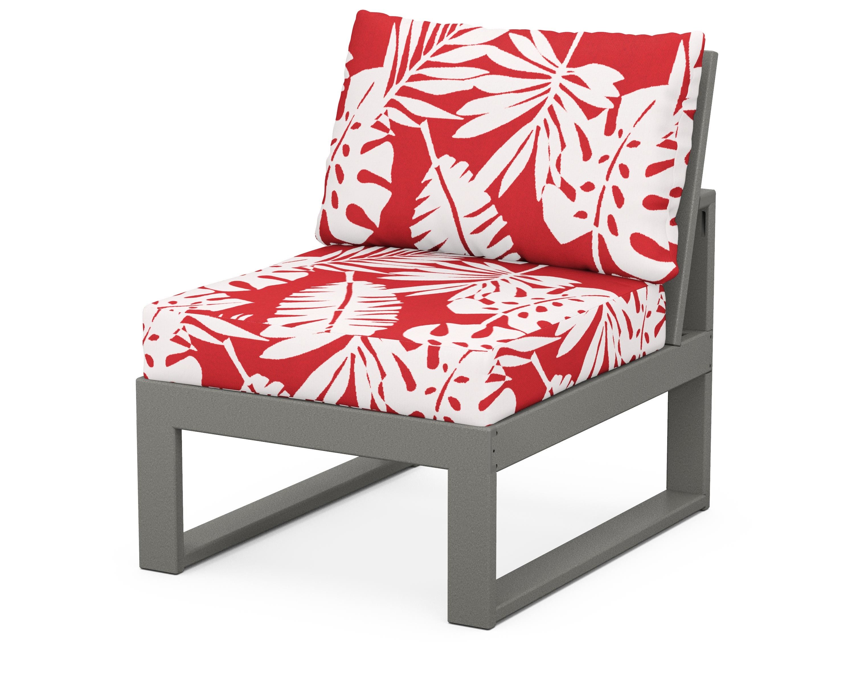 Unbranded Modular Armless Chair in Slate Grey / Leaf Crimson