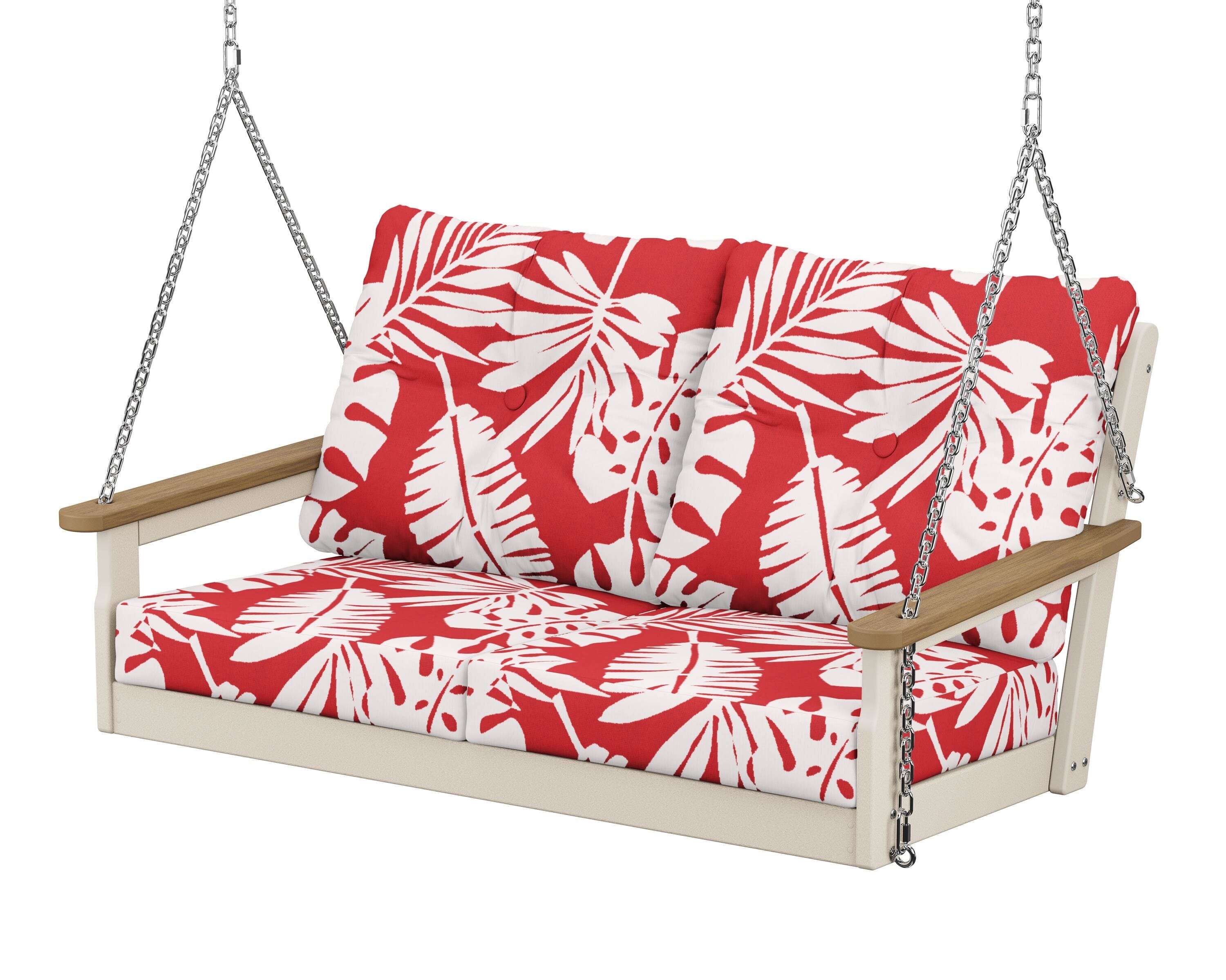 POLYWOOD® Vineyard Deep Seating Swing in Sand / Natural / Leaf Crimson