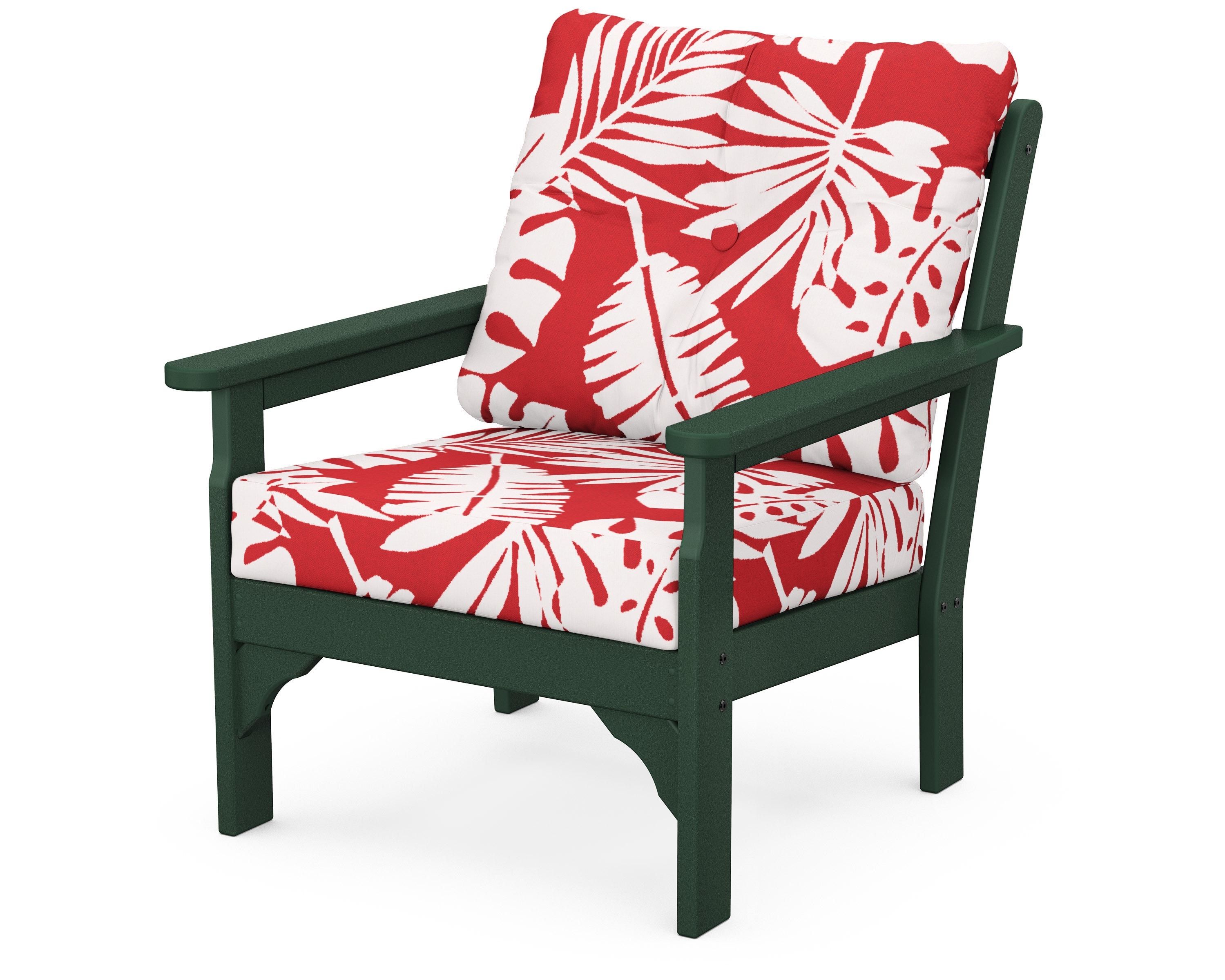 POLYWOOD® Vineyard Deep Seating Chair in Green / Leaf Crimson