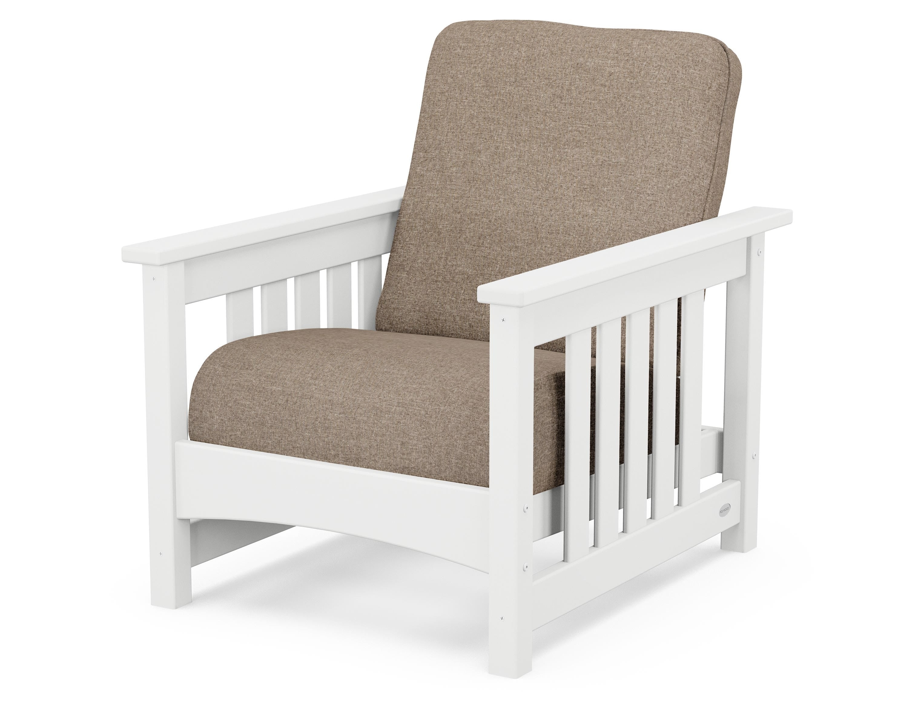POLYWOOD® Club Mission Chair in White / Spiced Burlap