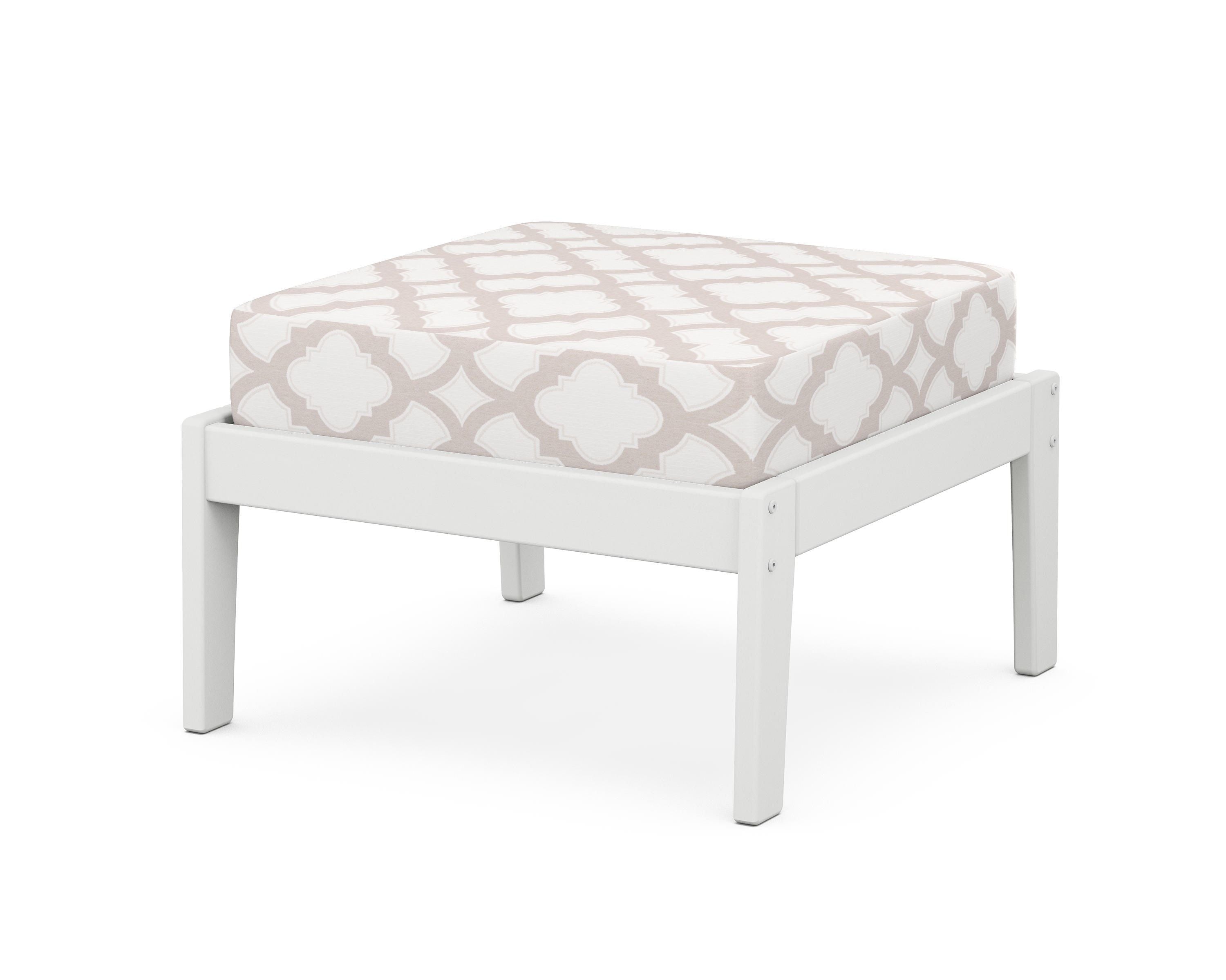 Unbranded Deep Seating Ottoman in White / Trellis Dune Burlap