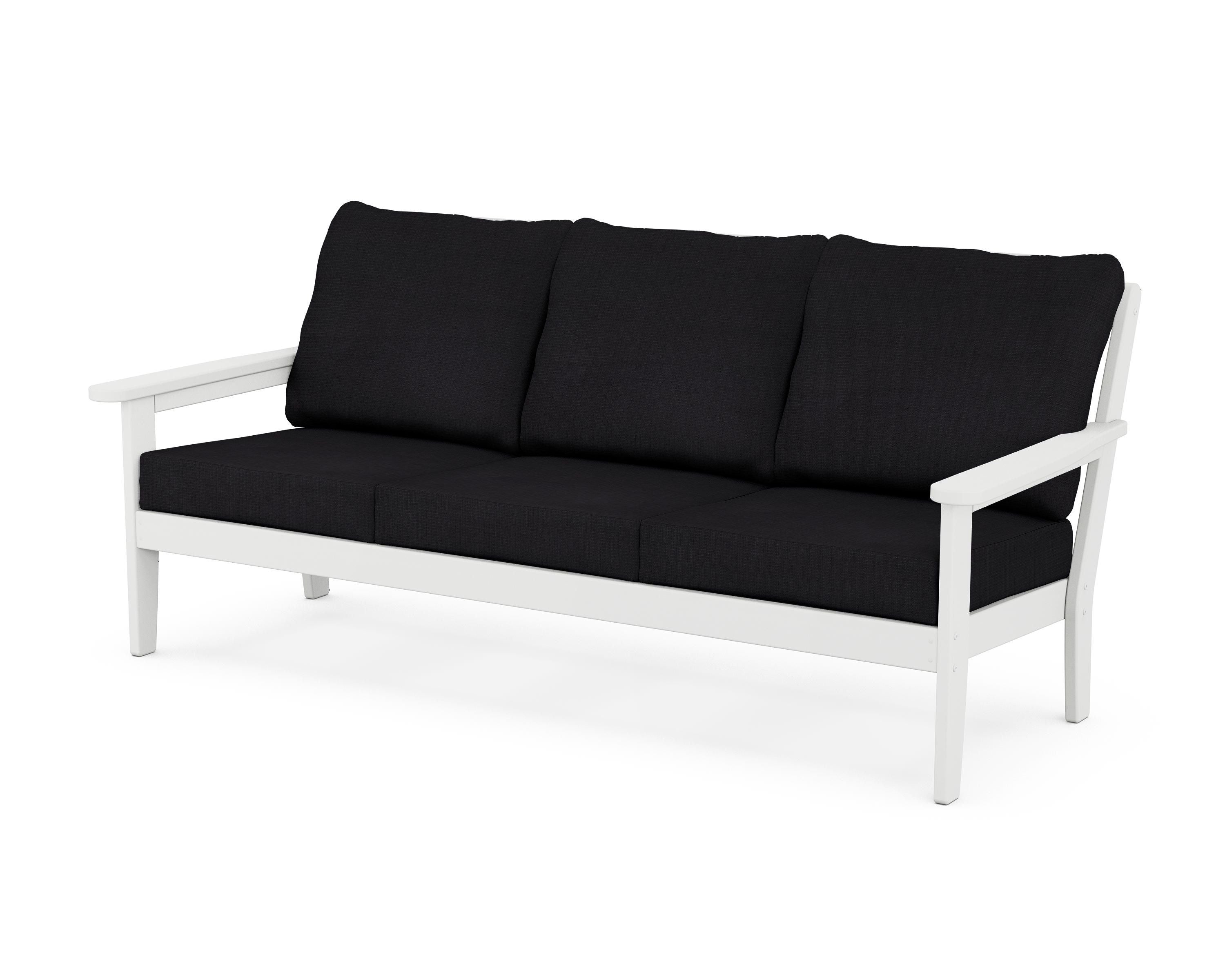 Country Living Cottage Deep Seating Sofa in White / Midnight Linen