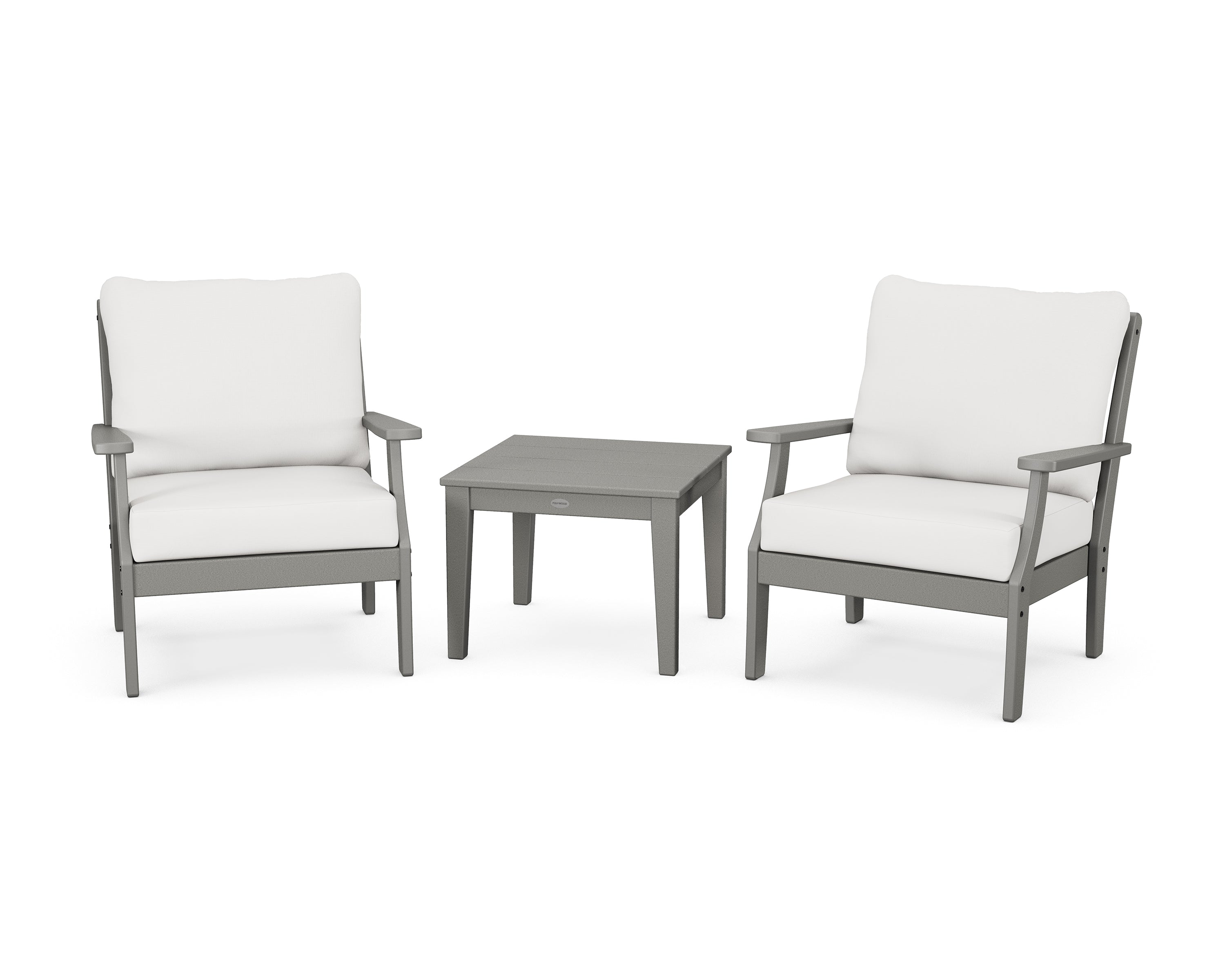 POLYWOOD® Braxton 3-Piece Deep Seating Set in Slate Grey / Natural Linen